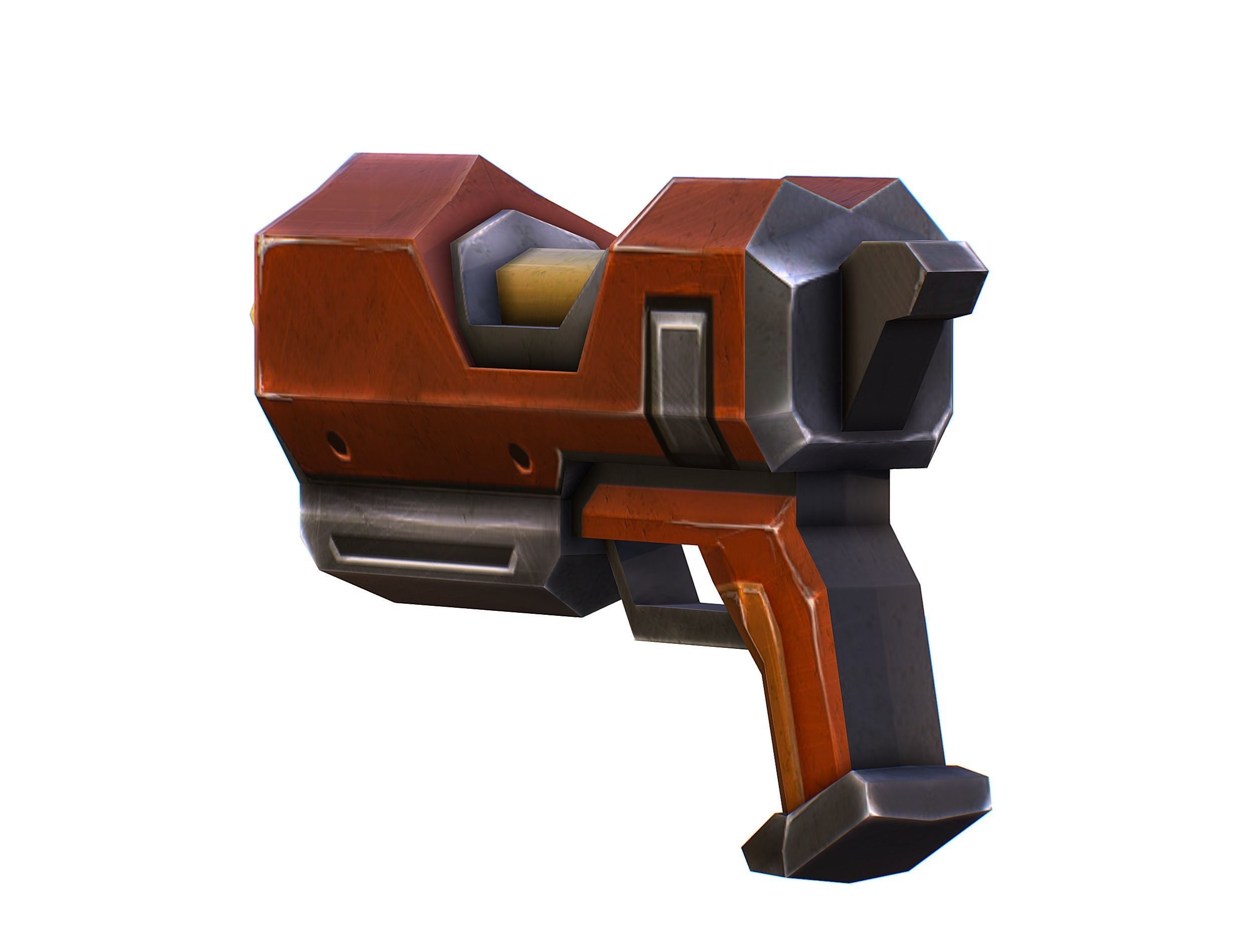 Cartoon Gun Blaster Barrel Nagan Nuff Pistol Revolver Cannon Low-poly 3D model_13