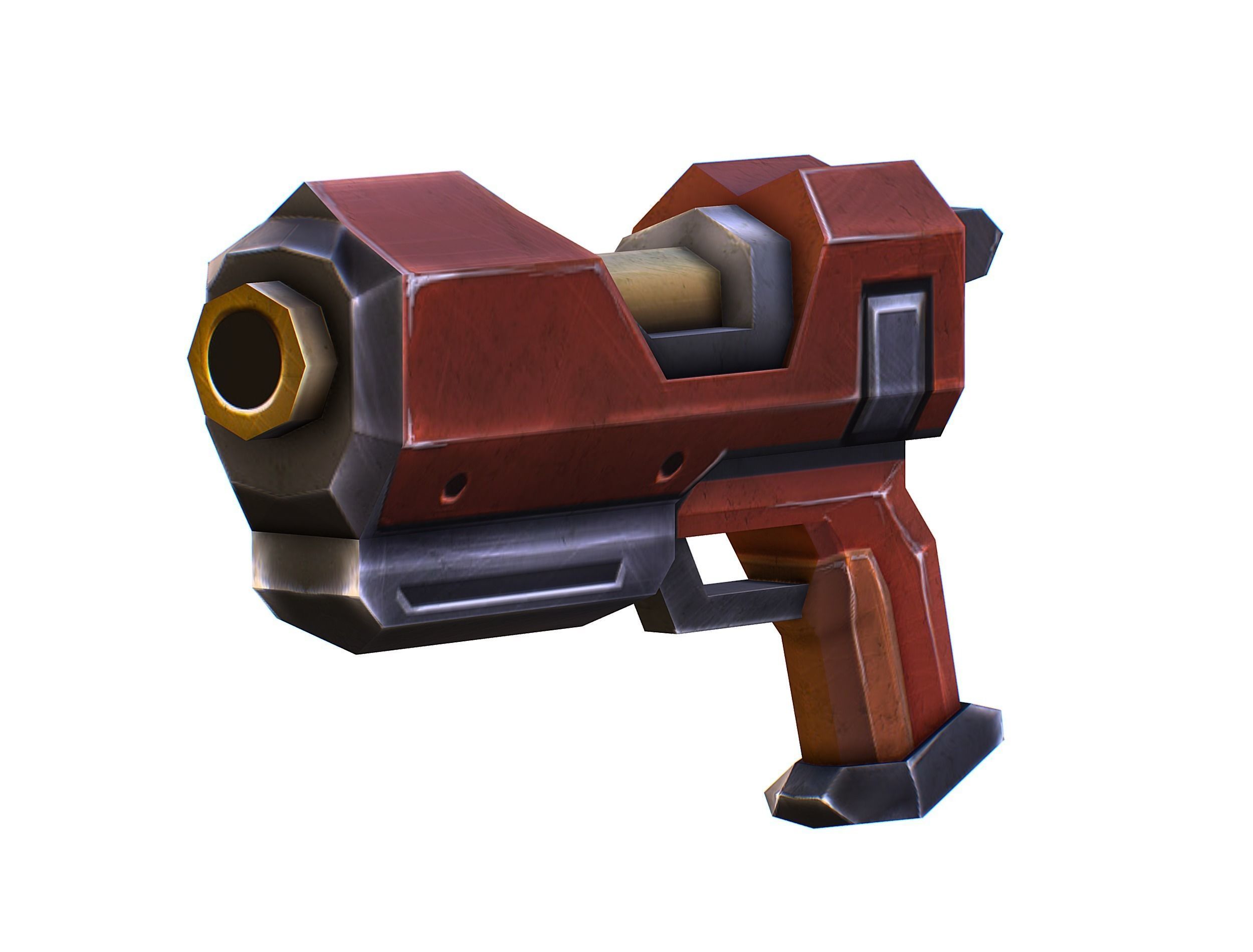 Cartoon Gun Blaster Barrel Nagan Nuff Pistol Revolver Cannon Low-poly 3D model_21