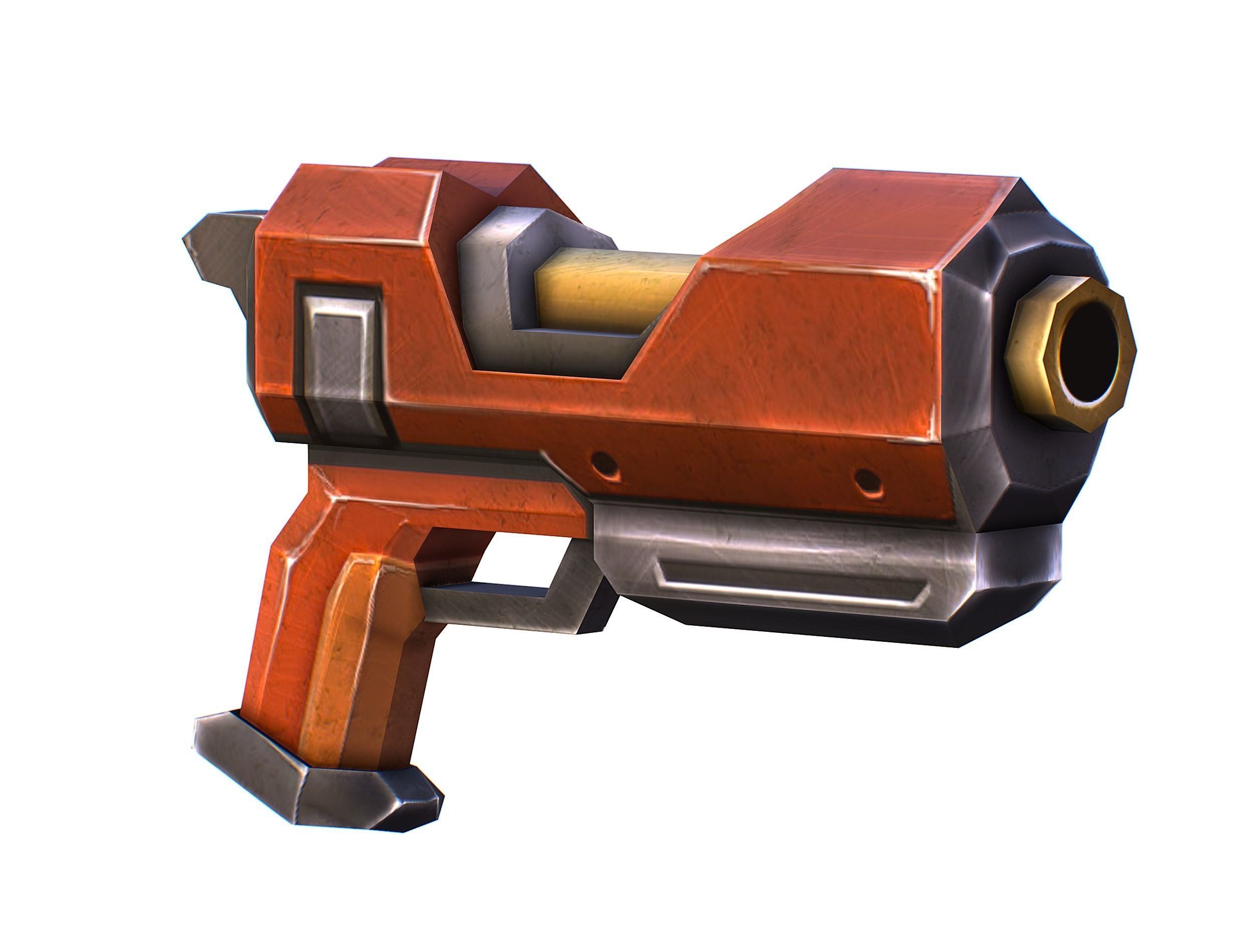 Cartoon Gun Blaster Barrel Nagan Nuff Pistol Revolver Cannon Low-poly 3D model_27