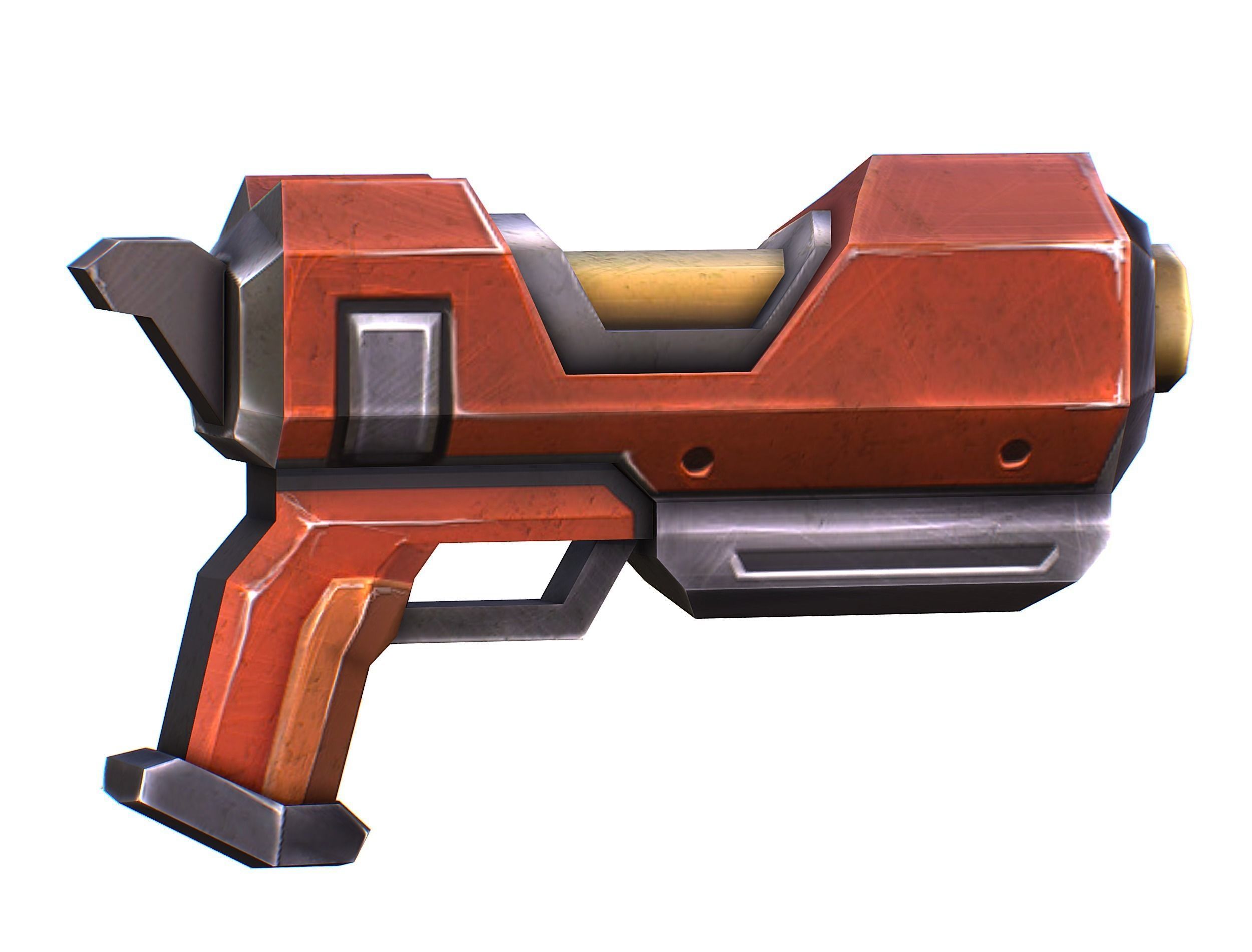 Cartoon Gun Blaster Barrel Nagan Nuff Pistol Revolver Cannon Low-poly 3D model_2