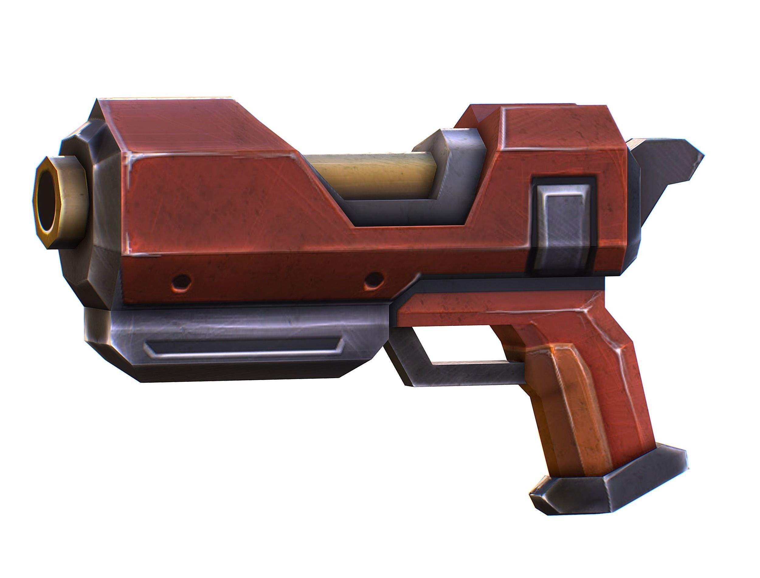 Cartoon Gun Blaster Barrel Nagan Nuff Pistol Revolver Cannon Low-poly 3D model_19