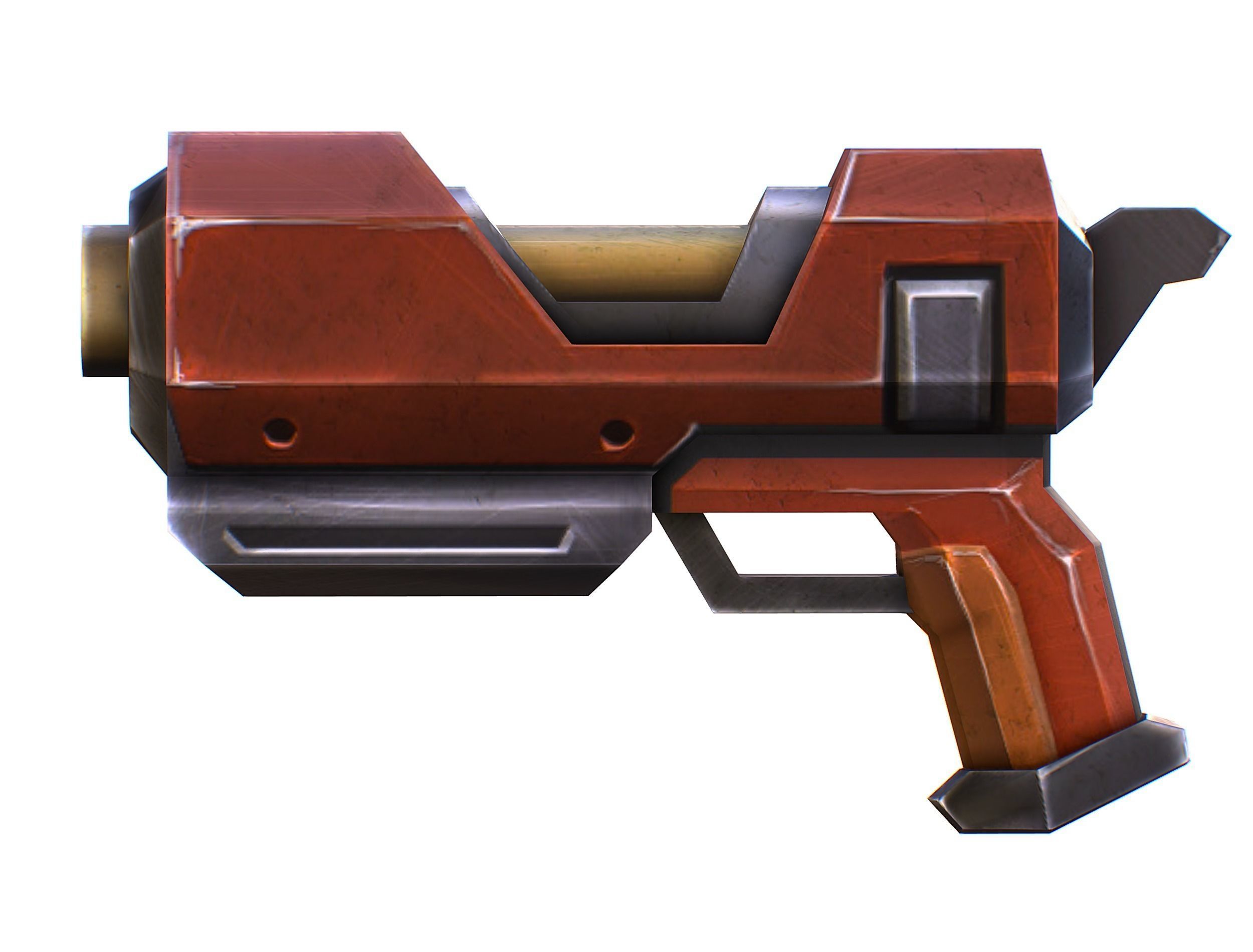 Cartoon Gun Blaster Barrel Nagan Nuff Pistol Revolver Cannon Low-poly 3D model_35