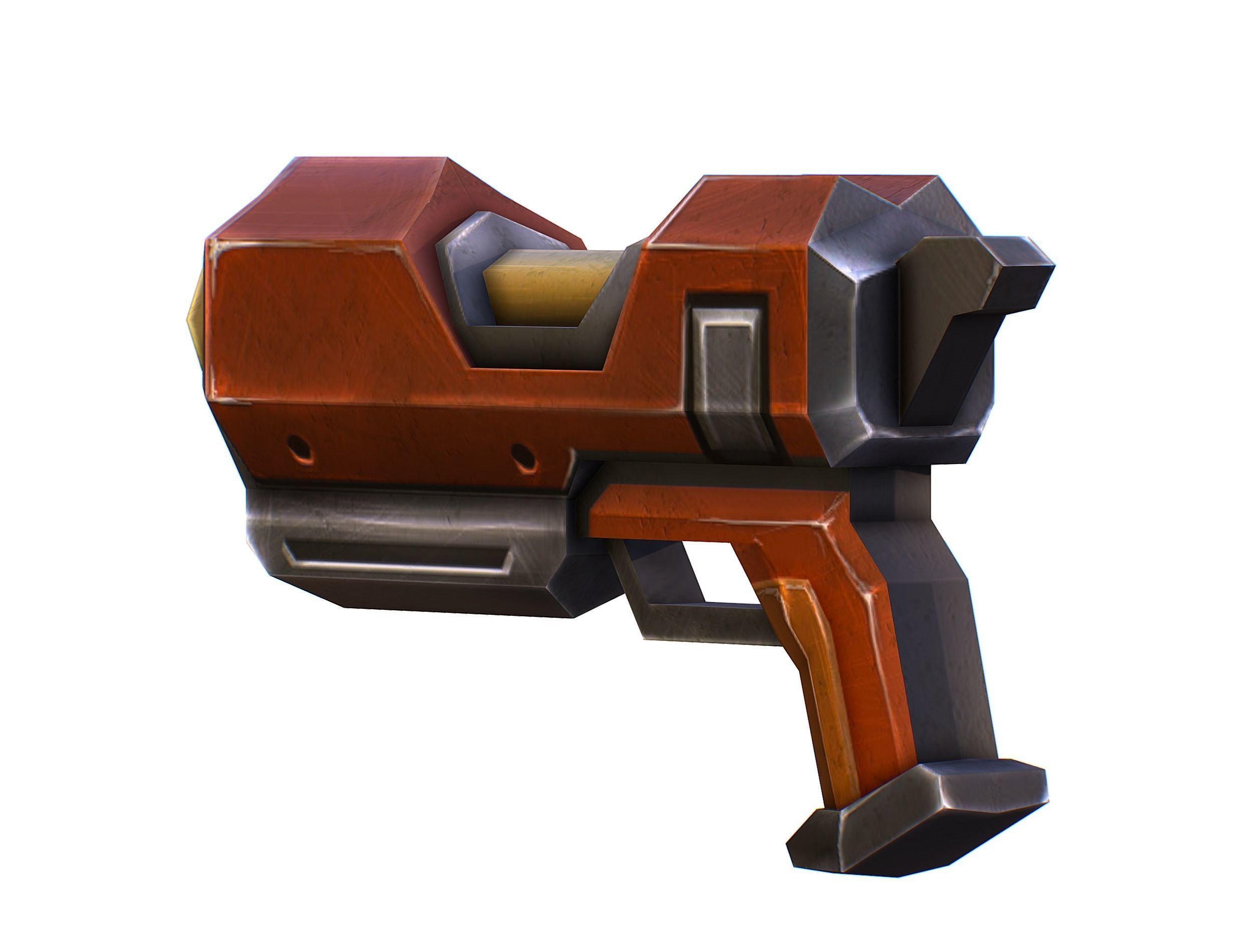 Cartoon Gun Blaster Barrel Nagan Nuff Pistol Revolver Cannon Low-poly 3D model_14