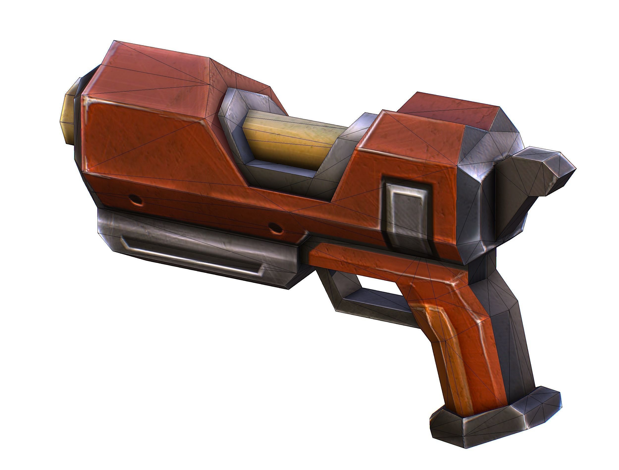 Cartoon Gun Blaster Barrel Nagan Nuff Pistol Revolver Cannon Low-poly 3D model_39