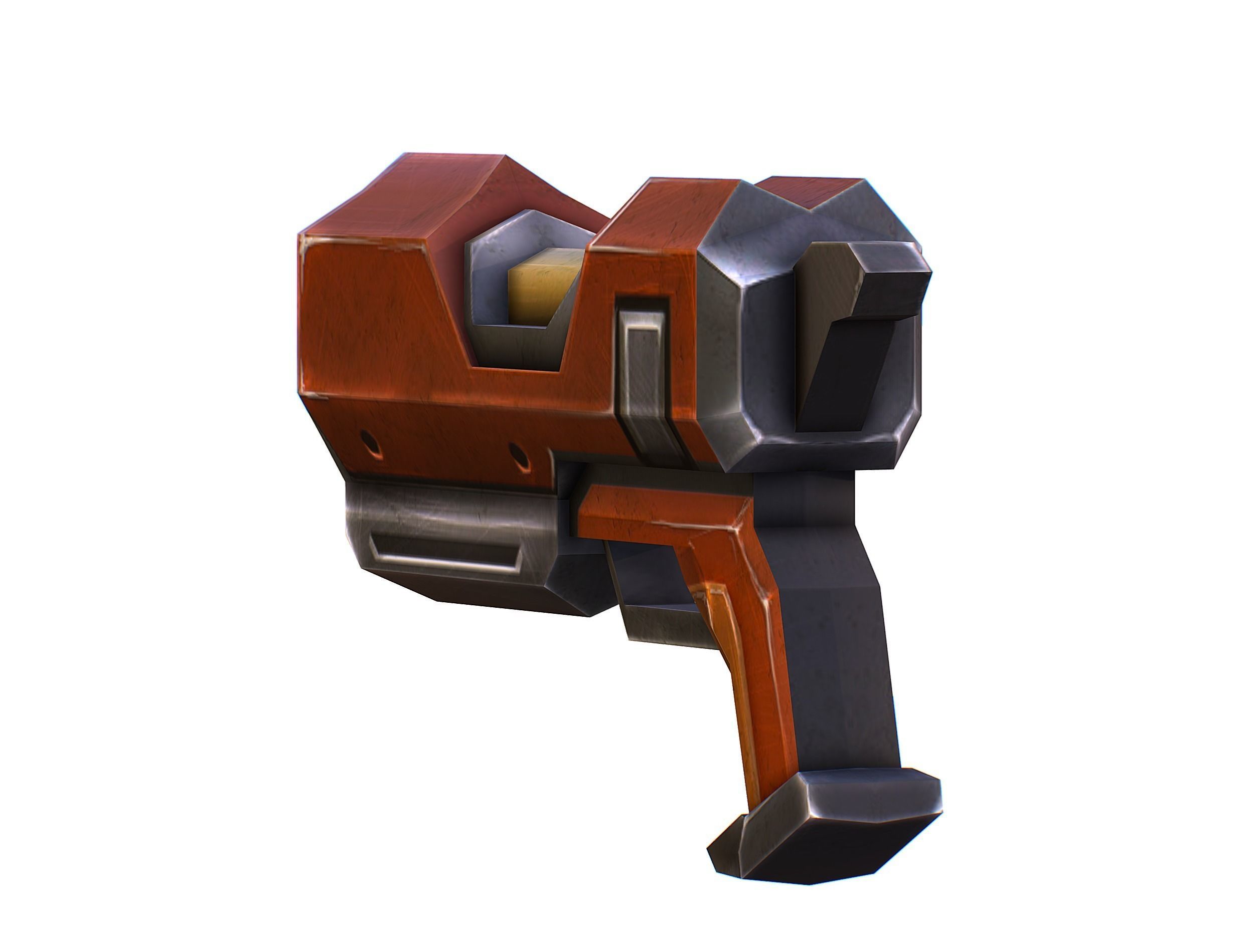 Cartoon Gun Blaster Barrel Nagan Nuff Pistol Revolver Cannon Low-poly 3D model_12