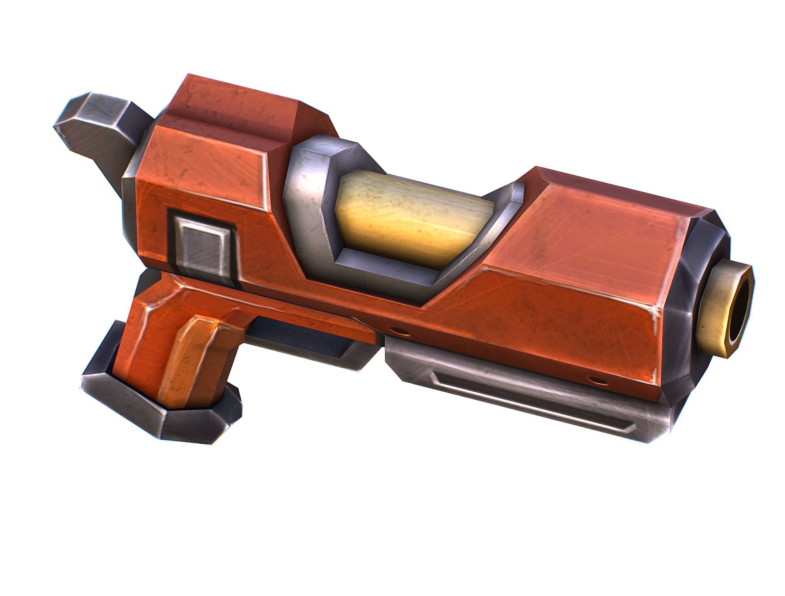 Cartoon Gun Blaster Barrel Nagan Nuff Pistol Revolver Cannon Low-poly 3D model_29