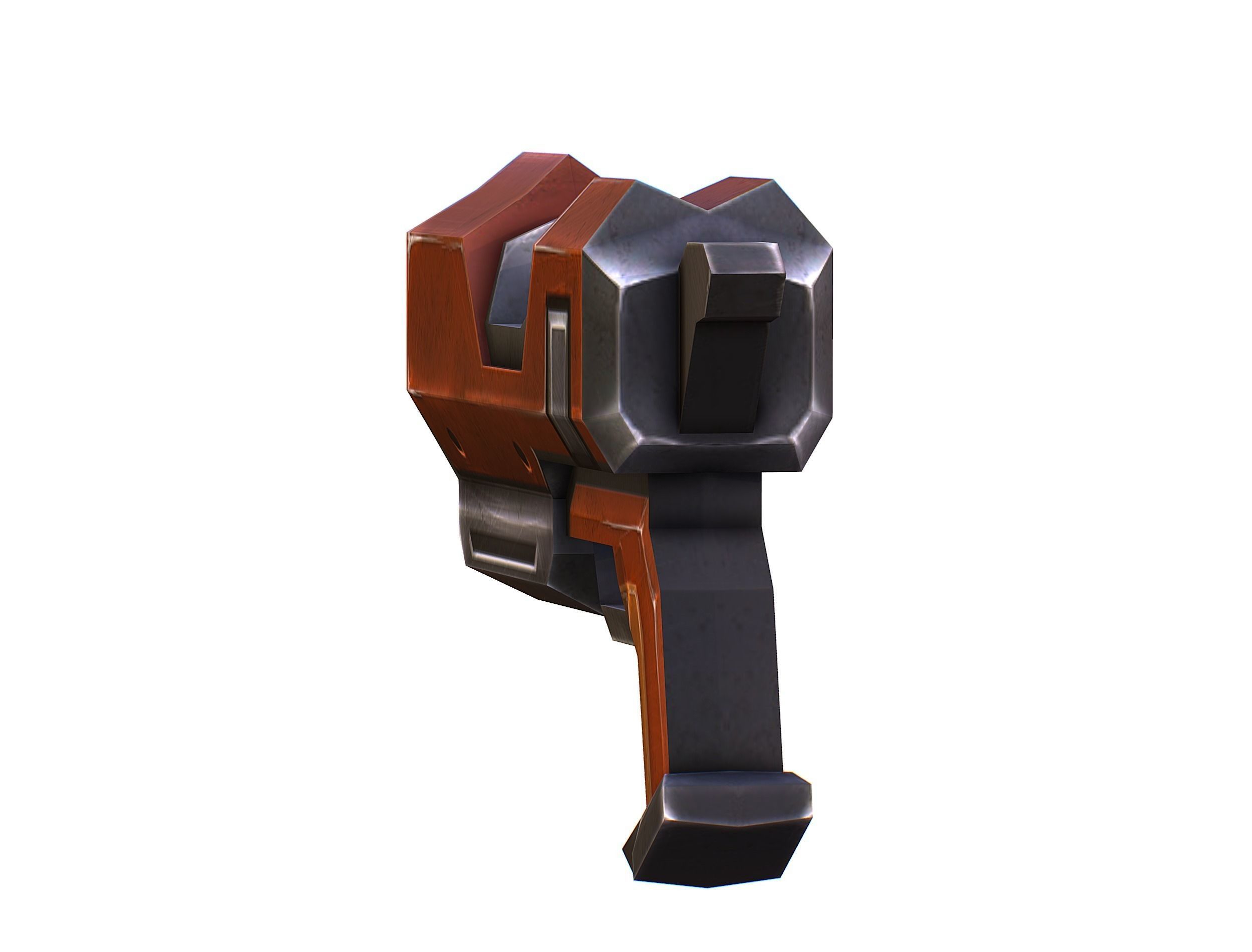 Cartoon Gun Blaster Barrel Nagan Nuff Pistol Revolver Cannon Low-poly 3D model_10