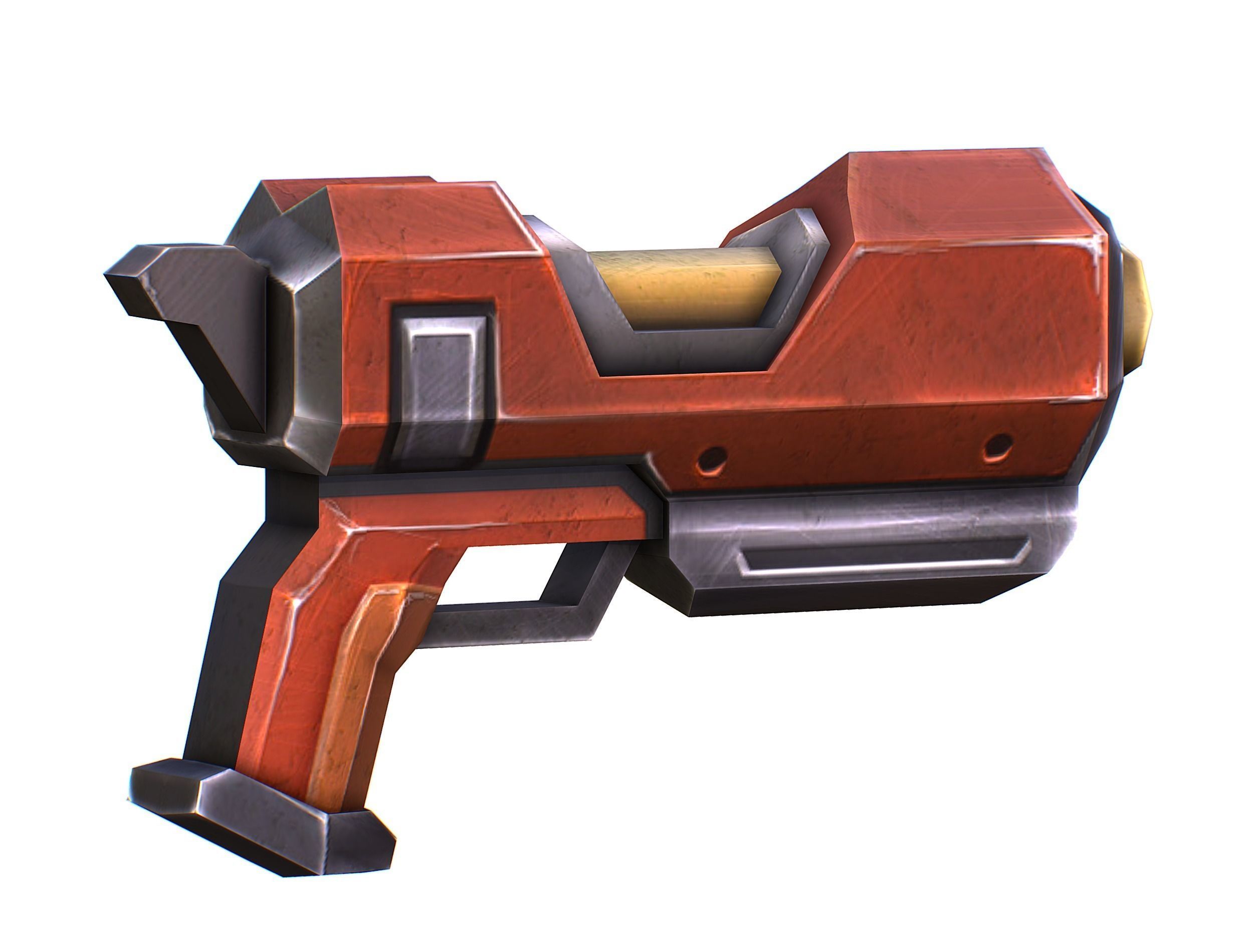 Cartoon Gun Blaster Barrel Nagan Nuff Pistol Revolver Cannon Low-poly 3D model_3