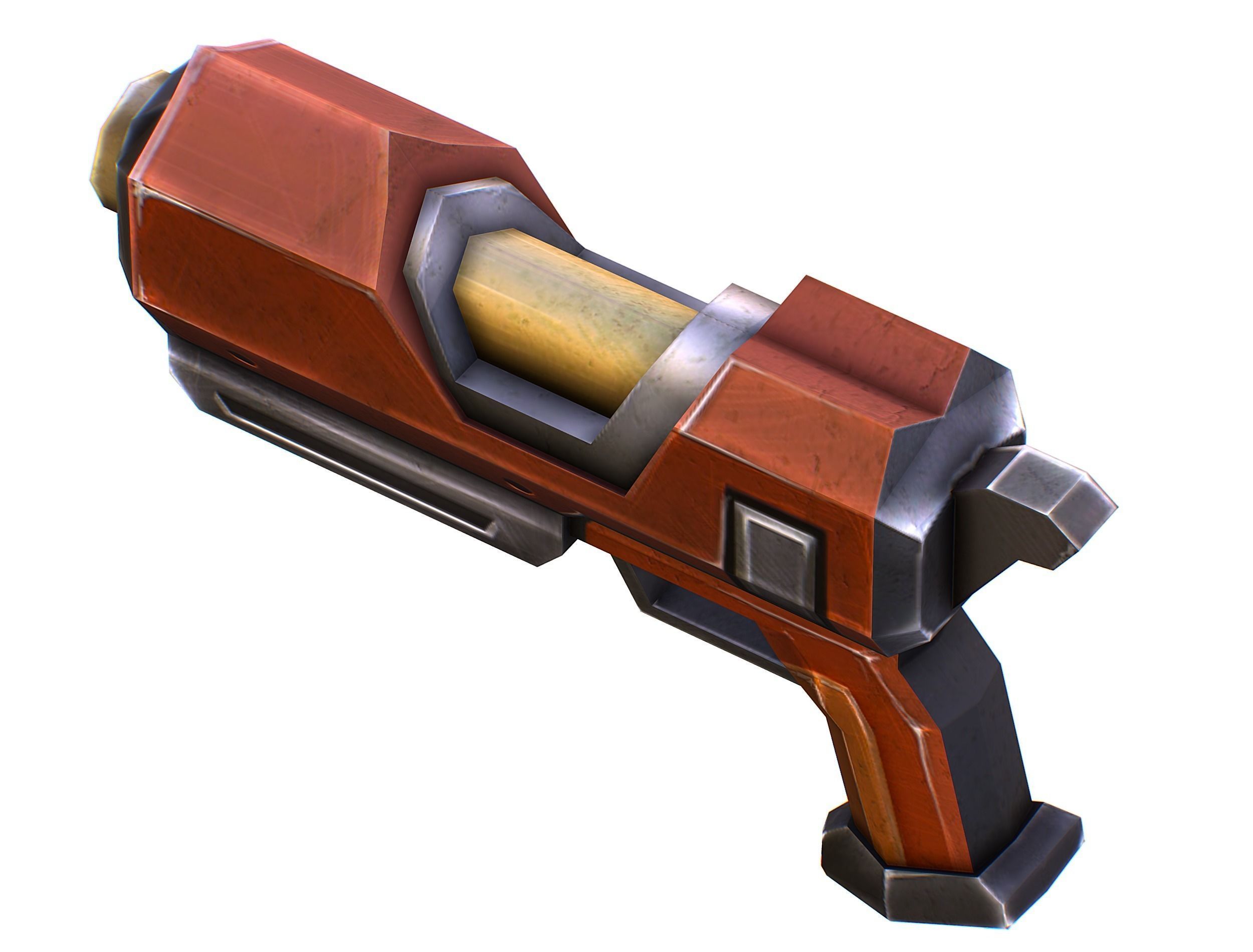 Cartoon Gun Blaster Barrel Nagan Nuff Pistol Revolver Cannon Low-poly 3D model_31