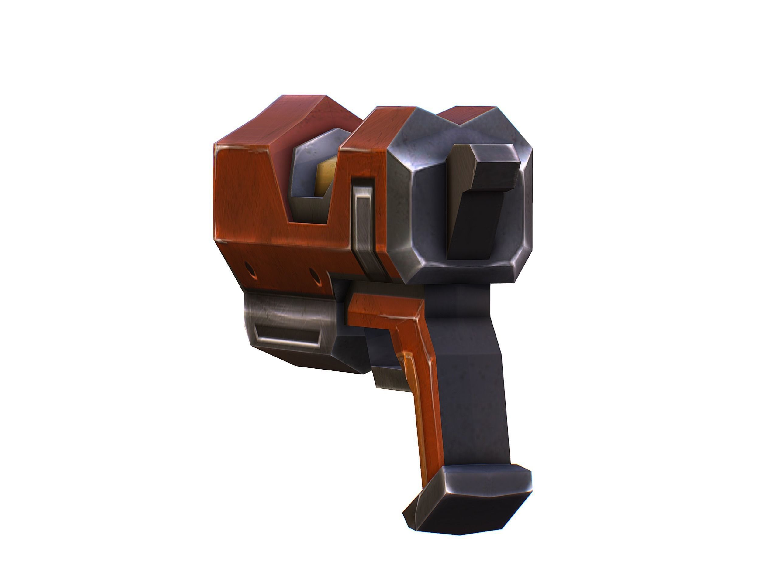 Cartoon Gun Blaster Barrel Nagan Nuff Pistol Revolver Cannon Low-poly 3D model_11