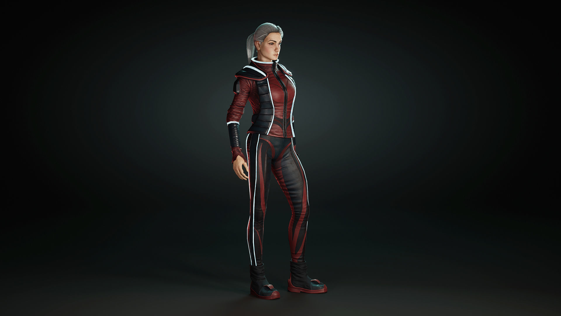 Sci-fi Girl Low-poly 3D model_7