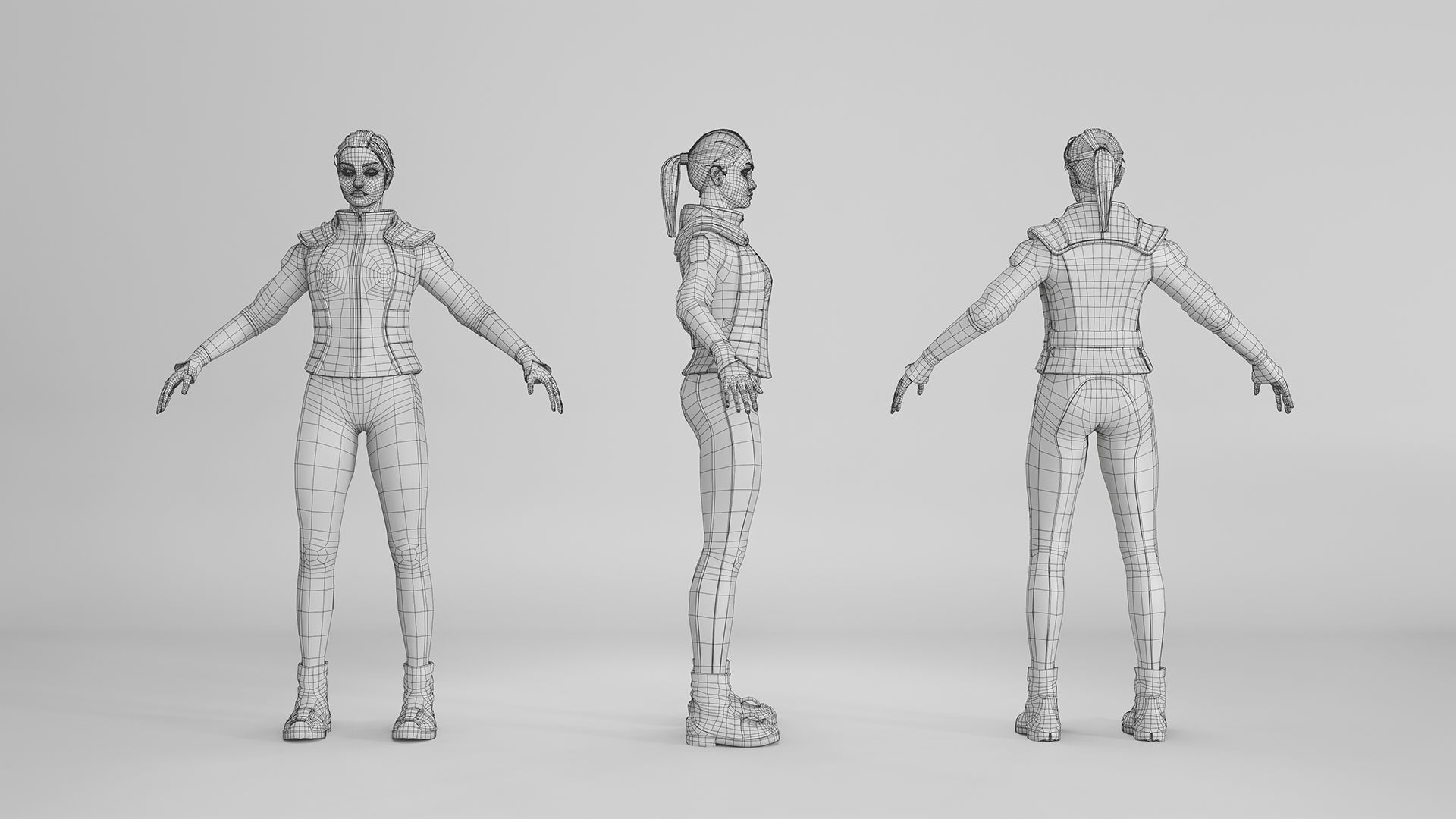 Sci-fi Girl Low-poly 3D model_17