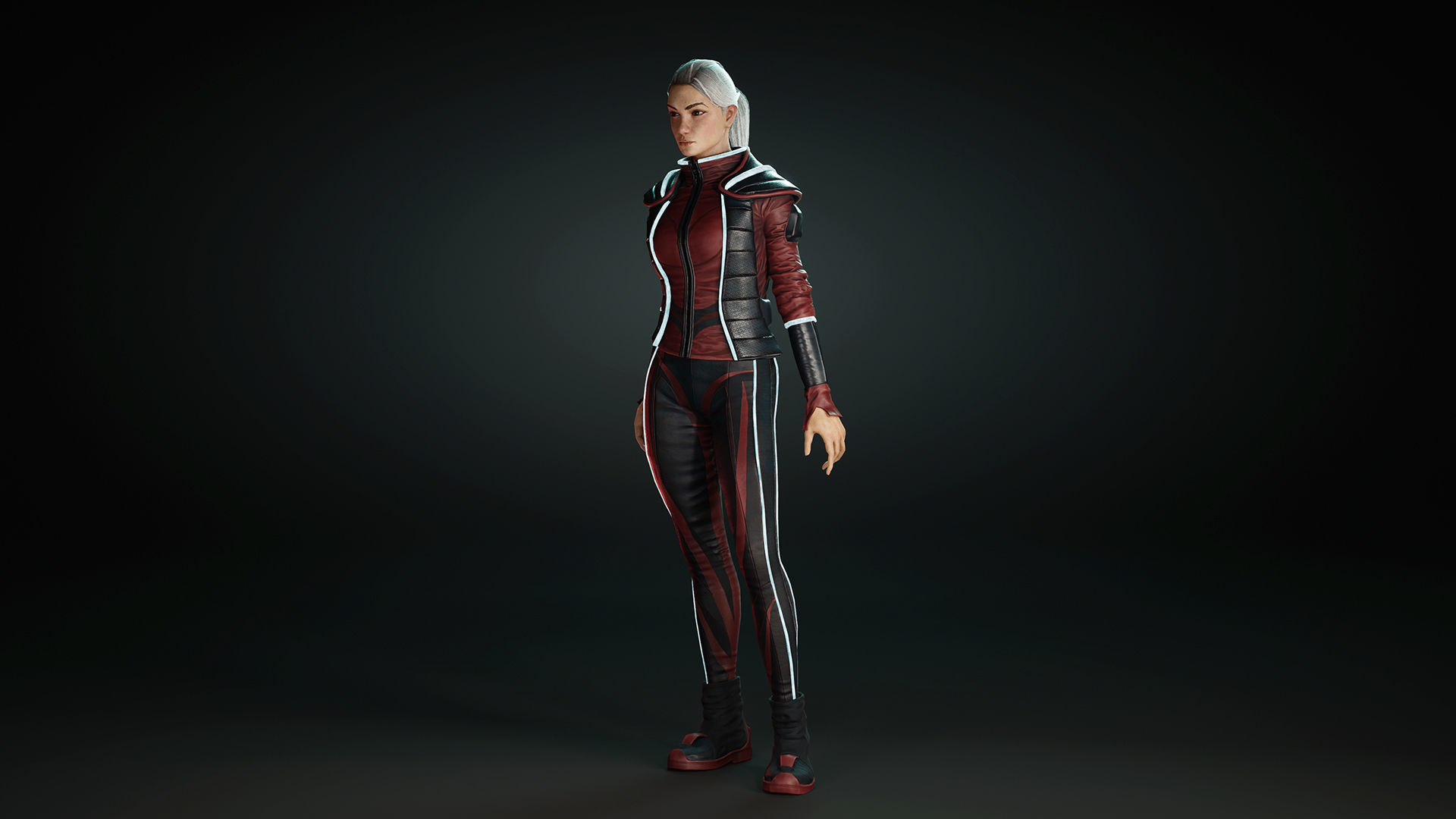 Sci-fi Girl Low-poly 3D model_5
