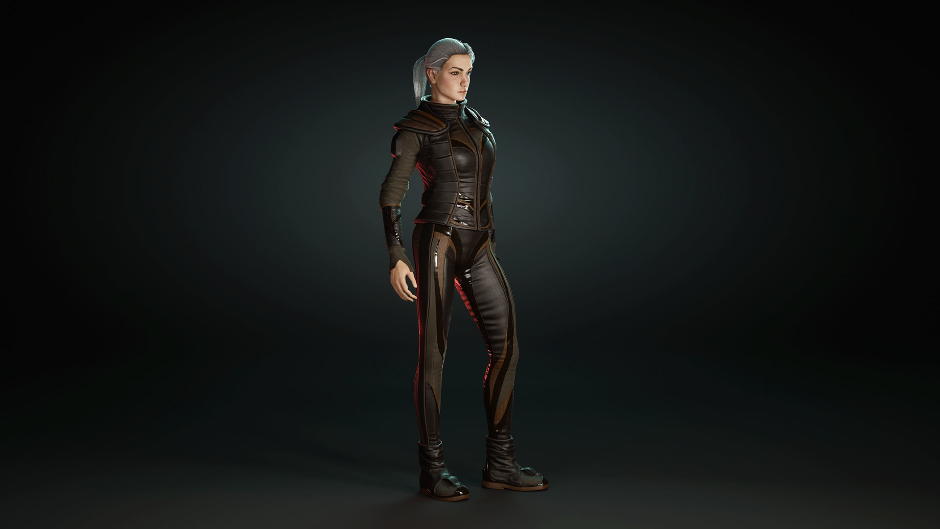 Sci-fi Girl Low-poly 3D model_11