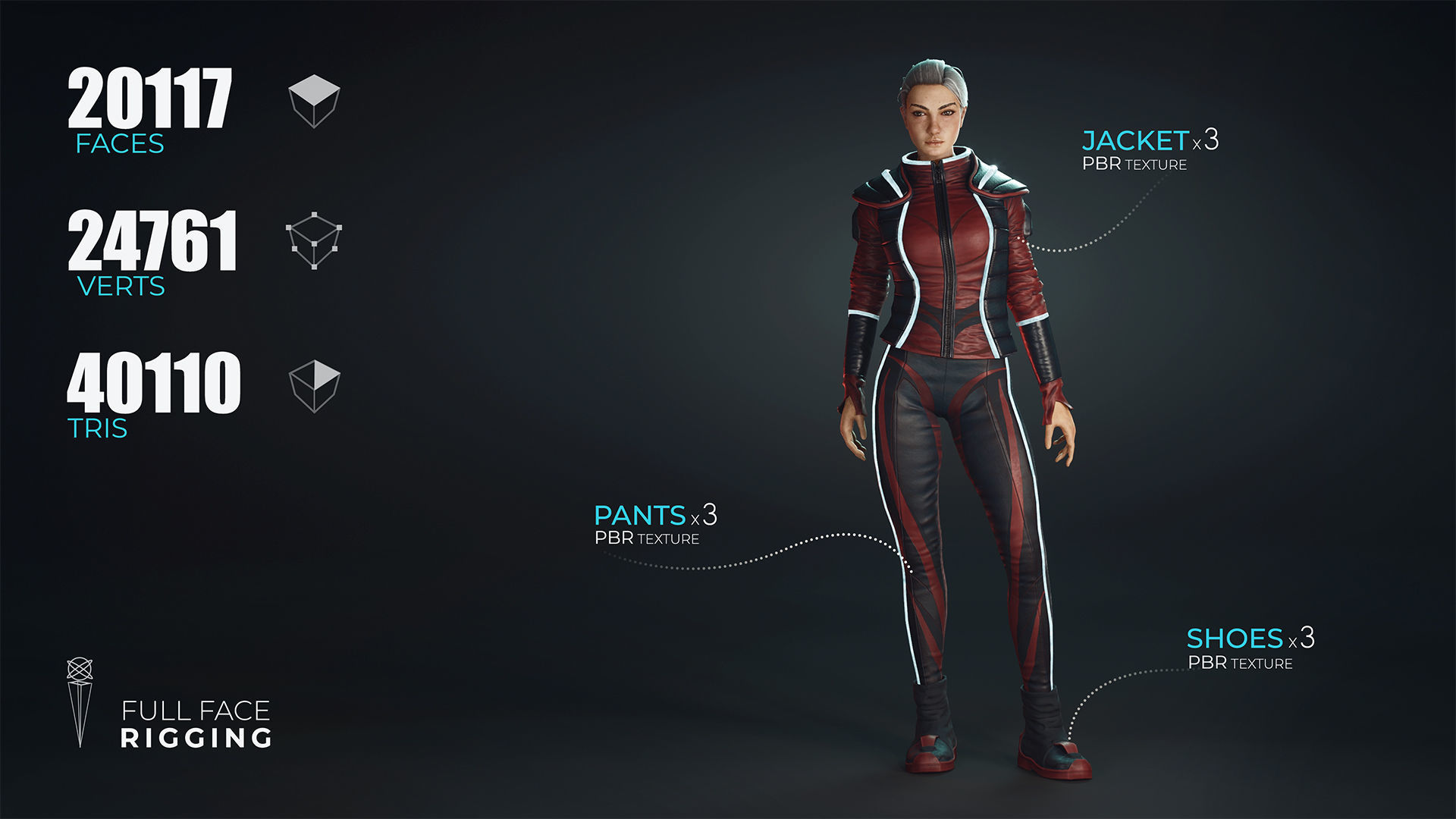 Sci-fi Girl Low-poly 3D model_3