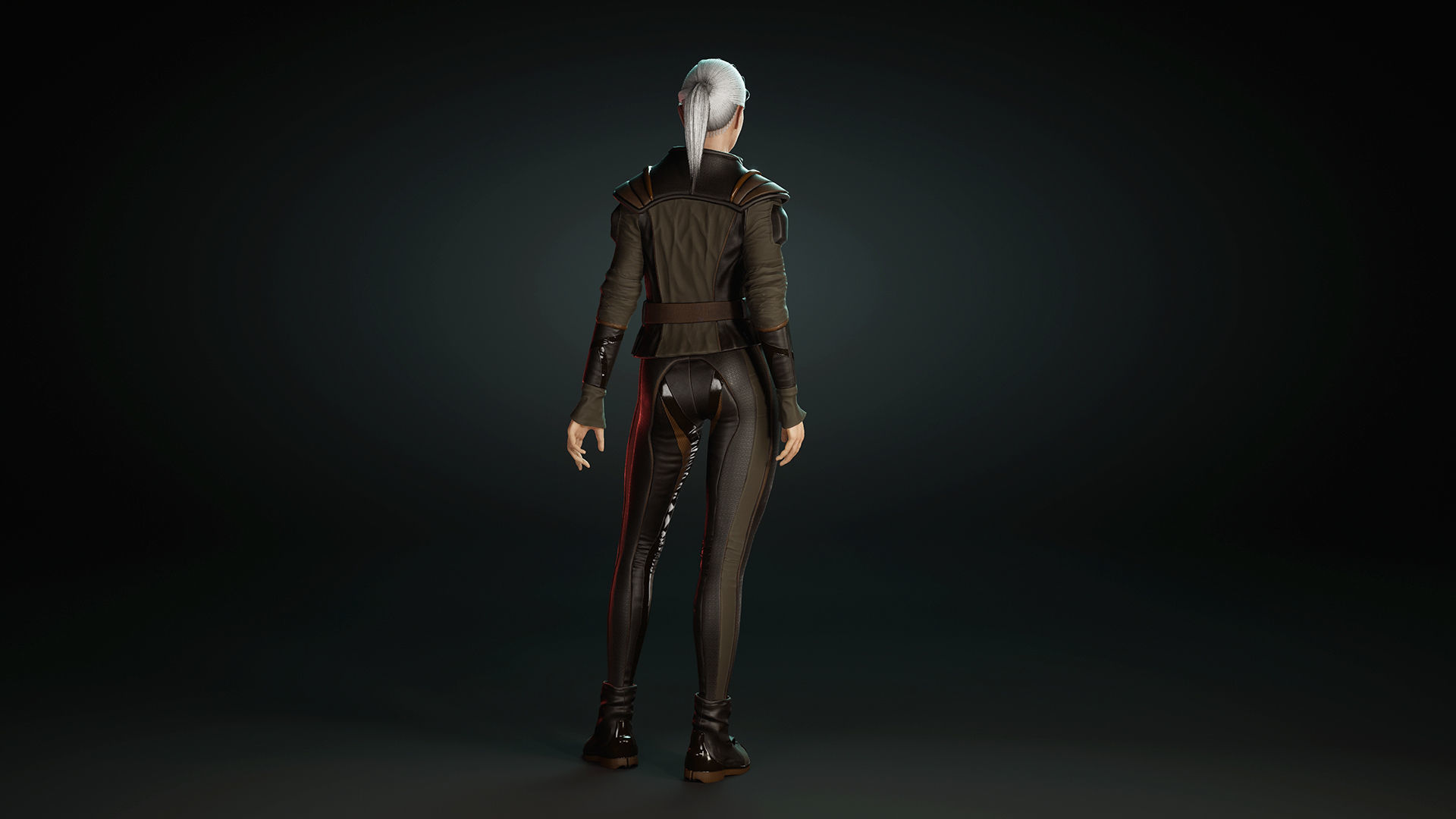 Sci-fi Girl Low-poly 3D model_10