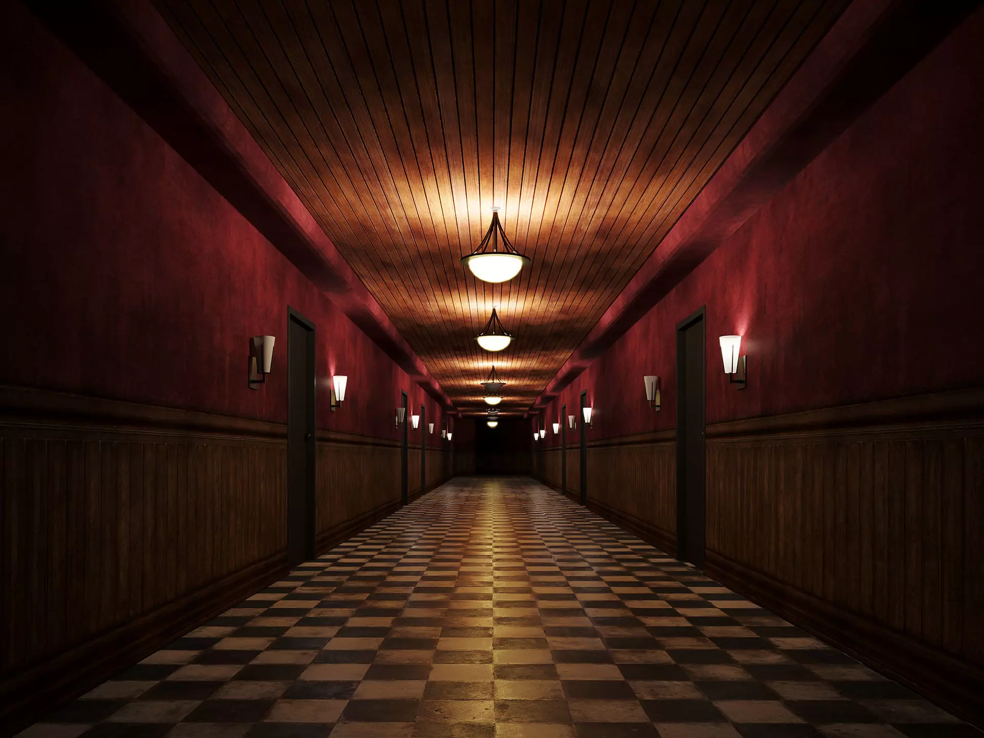 old dark scary corridor 14 Low-poly 3D model