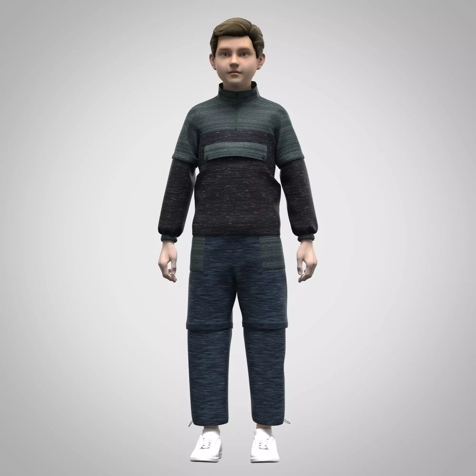Boys Jacket and trouser Rigged Model Low-poly 3D model