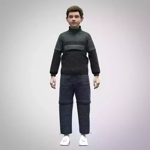 Boys Jacket and trouser Rigged Model Low-poly 3D model