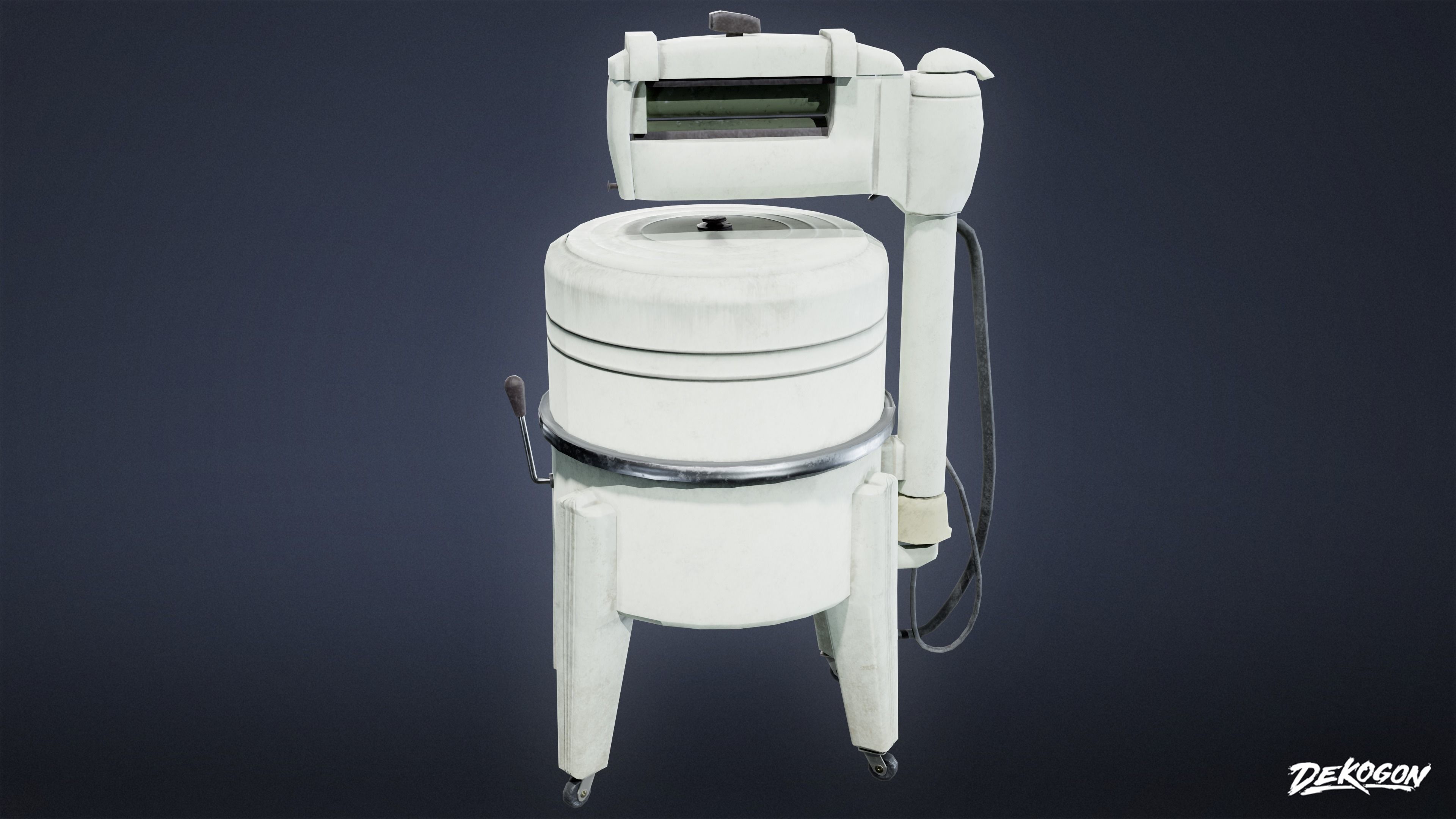 ATTIC - Old Washing Machine 01 - LOW POLY Low-poly 3D model_4