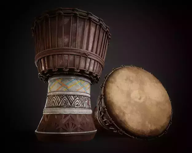 African Drum Low-poly 3D model