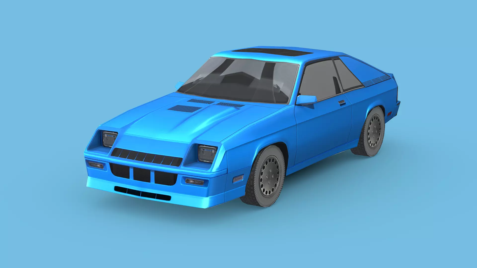 Dodge Charger L-body 1987 Low-poly 3D model_0