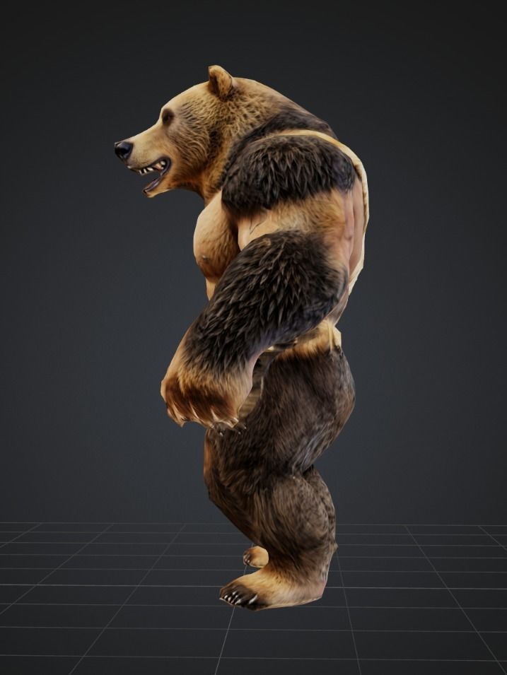 Bear warrior Game Ready FBX Low-poly 3D model_2