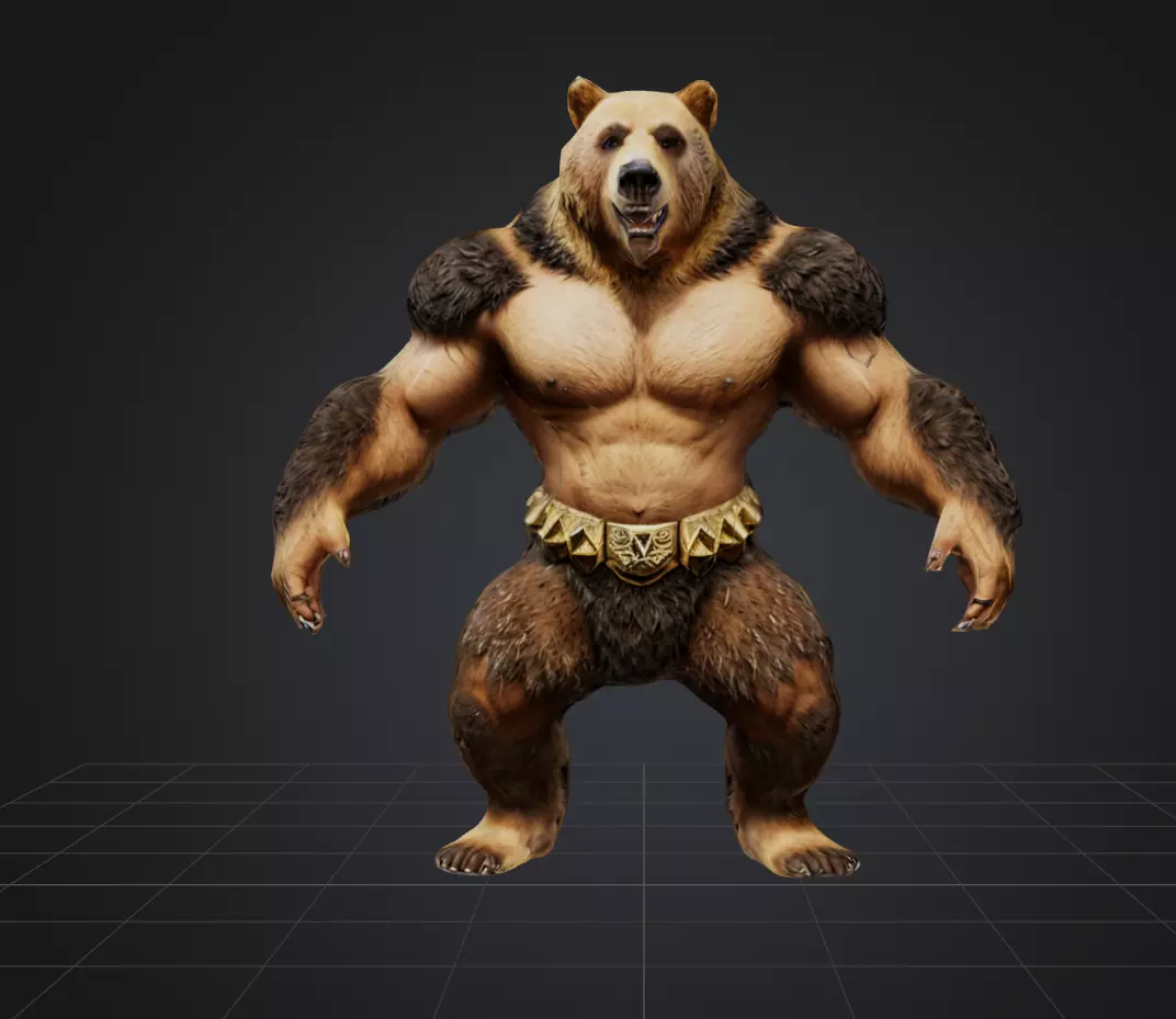 Bear warrior Game Ready FBX Low-poly 3D model_0