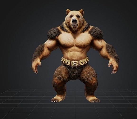 Bear warrior Game Ready FBX Low-poly 3D model