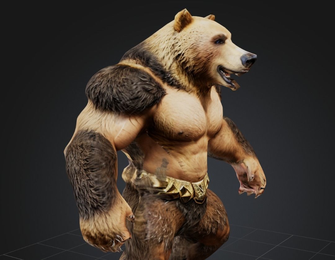 Bear warrior Game Ready FBX Low-poly 3D model_6