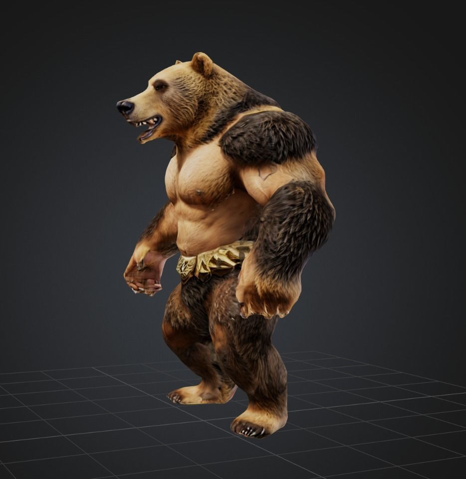 Bear warrior Game Ready FBX Low-poly 3D model_1