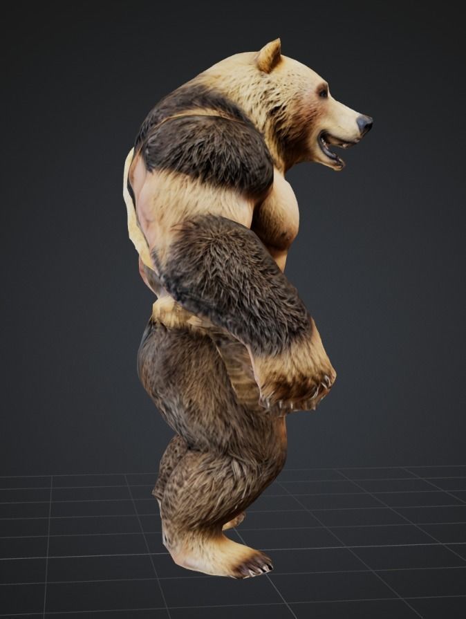 Bear warrior Game Ready FBX Low-poly 3D model_4