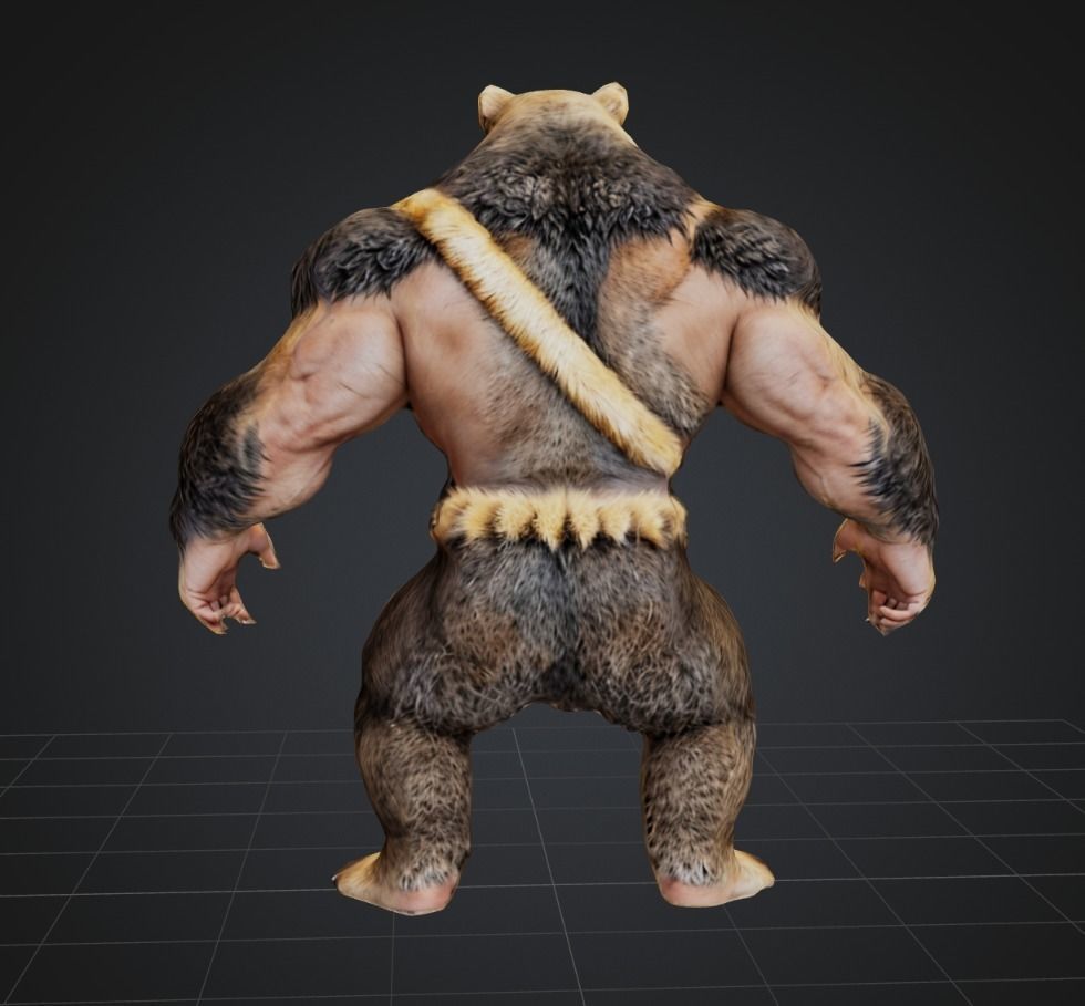Bear warrior Game Ready FBX Low-poly 3D model_3
