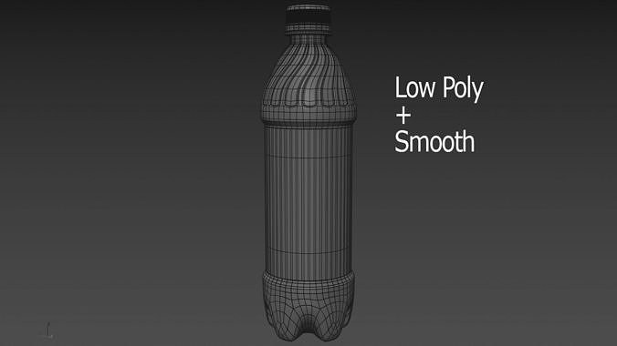 Pack 2 water bottles Low-poly 3D model 6