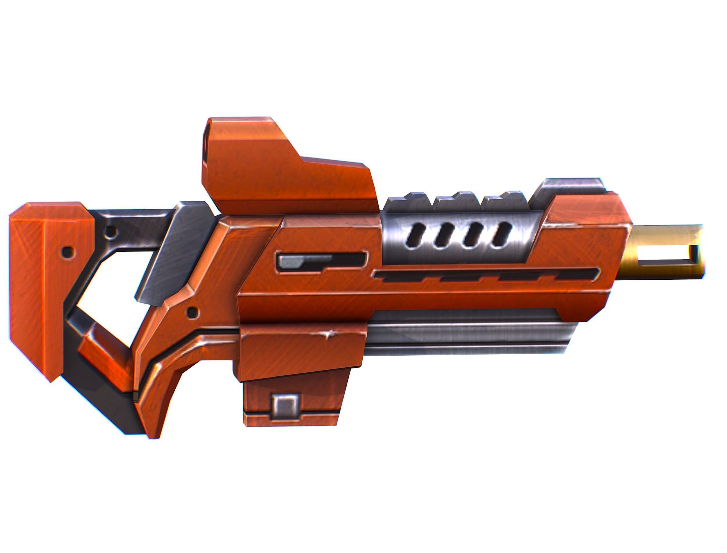 Assault rifle of the future weapon gun Nuff barrel blaster laser Low-poly 3D model_3