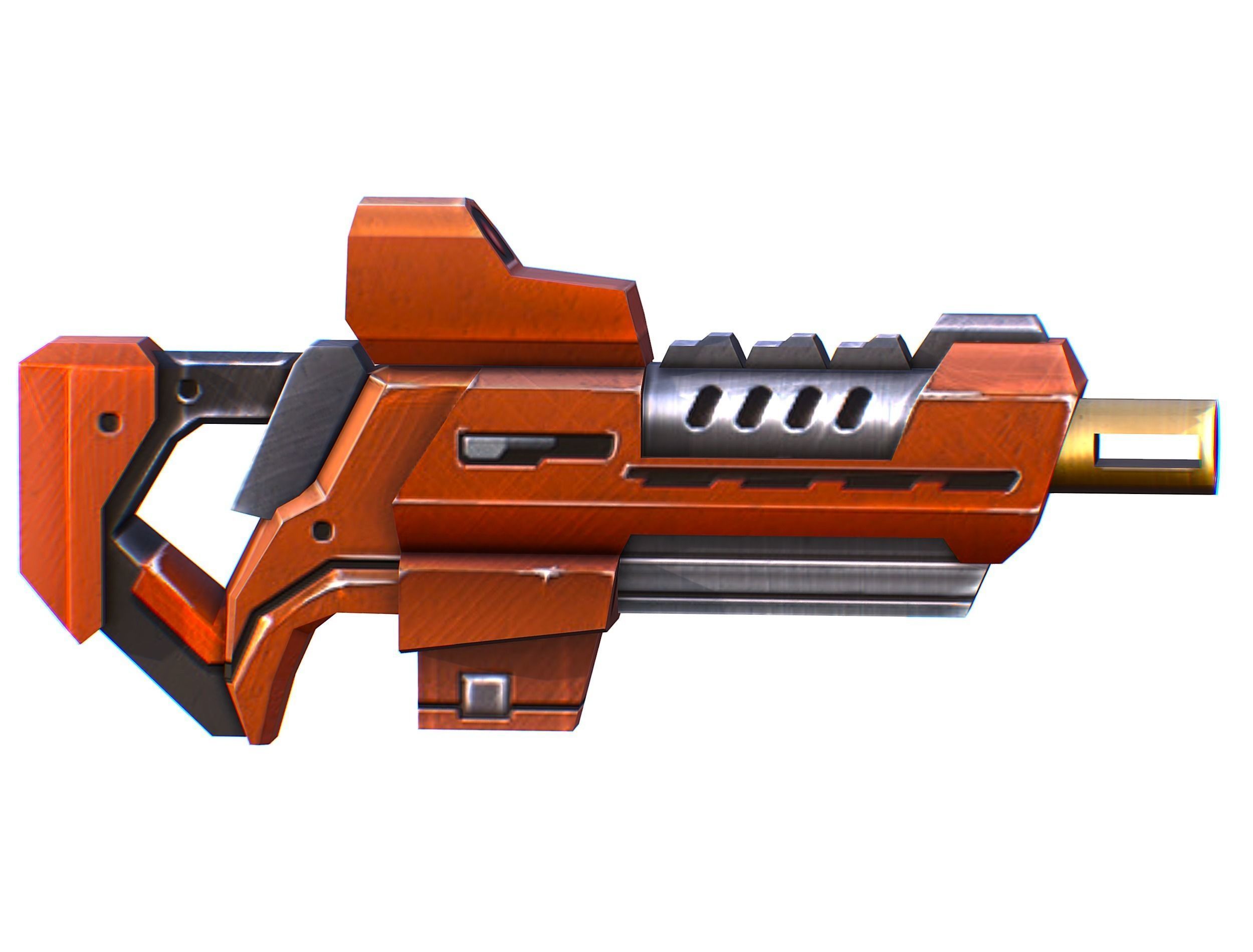 Assault rifle of the future weapon gun Nuff barrel blaster laser Low-poly 3D model_2