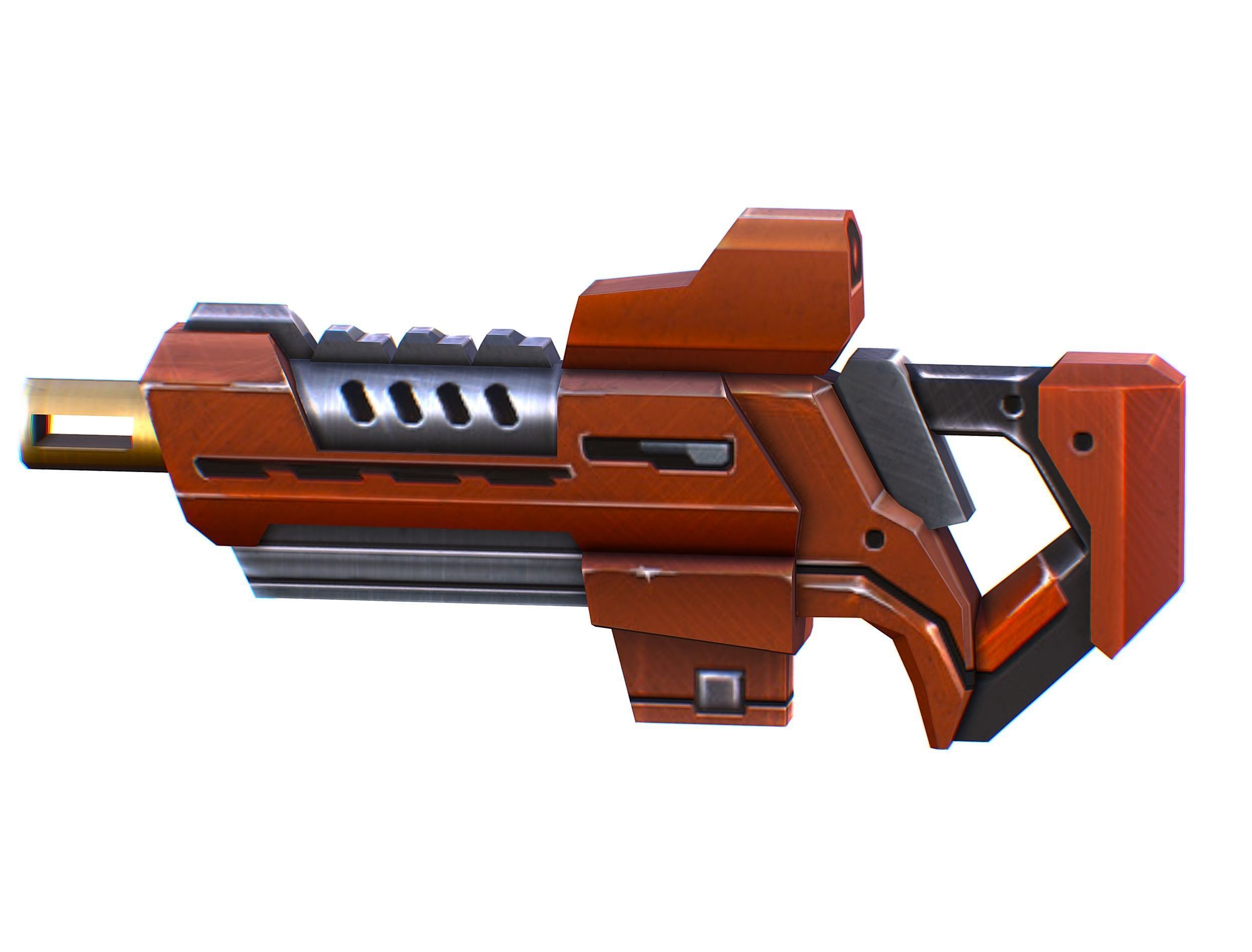 Assault rifle of the future weapon gun Nuff barrel blaster laser Low-poly 3D model_21