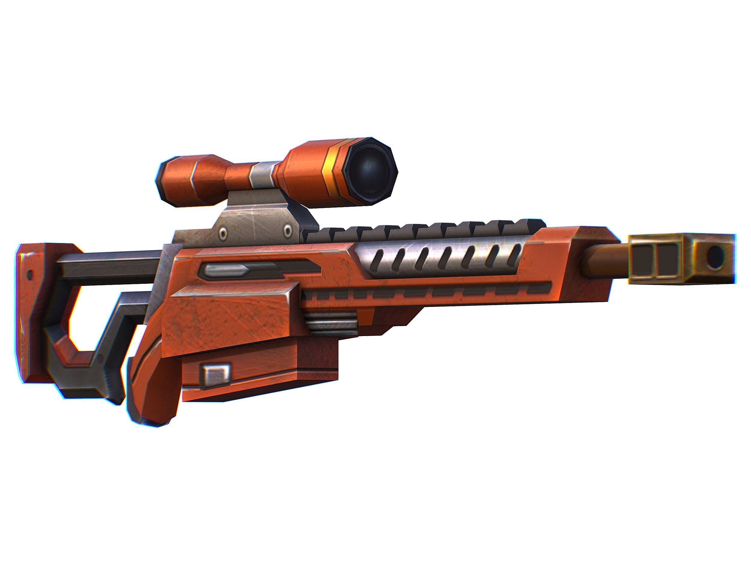 Sniper rifle of the future weapon barrel blaster laser arms Low-poly 3D model_34