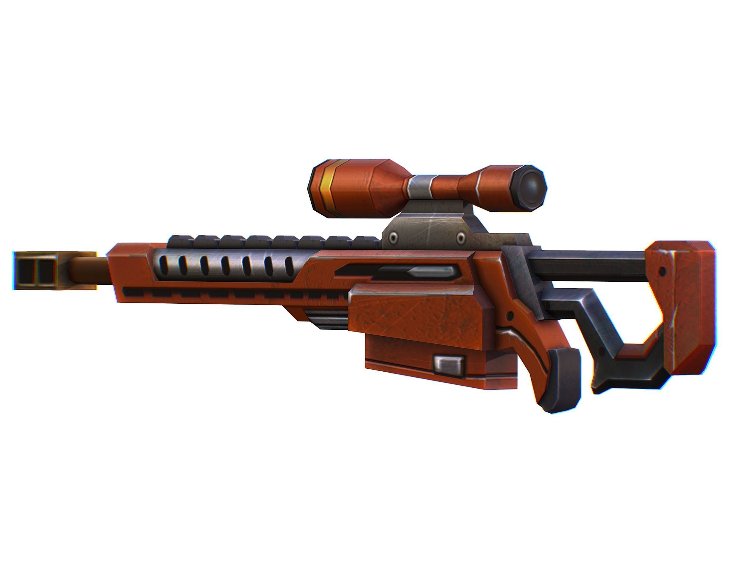 Sniper rifle of the future weapon barrel blaster laser arms Low-poly 3D model_19