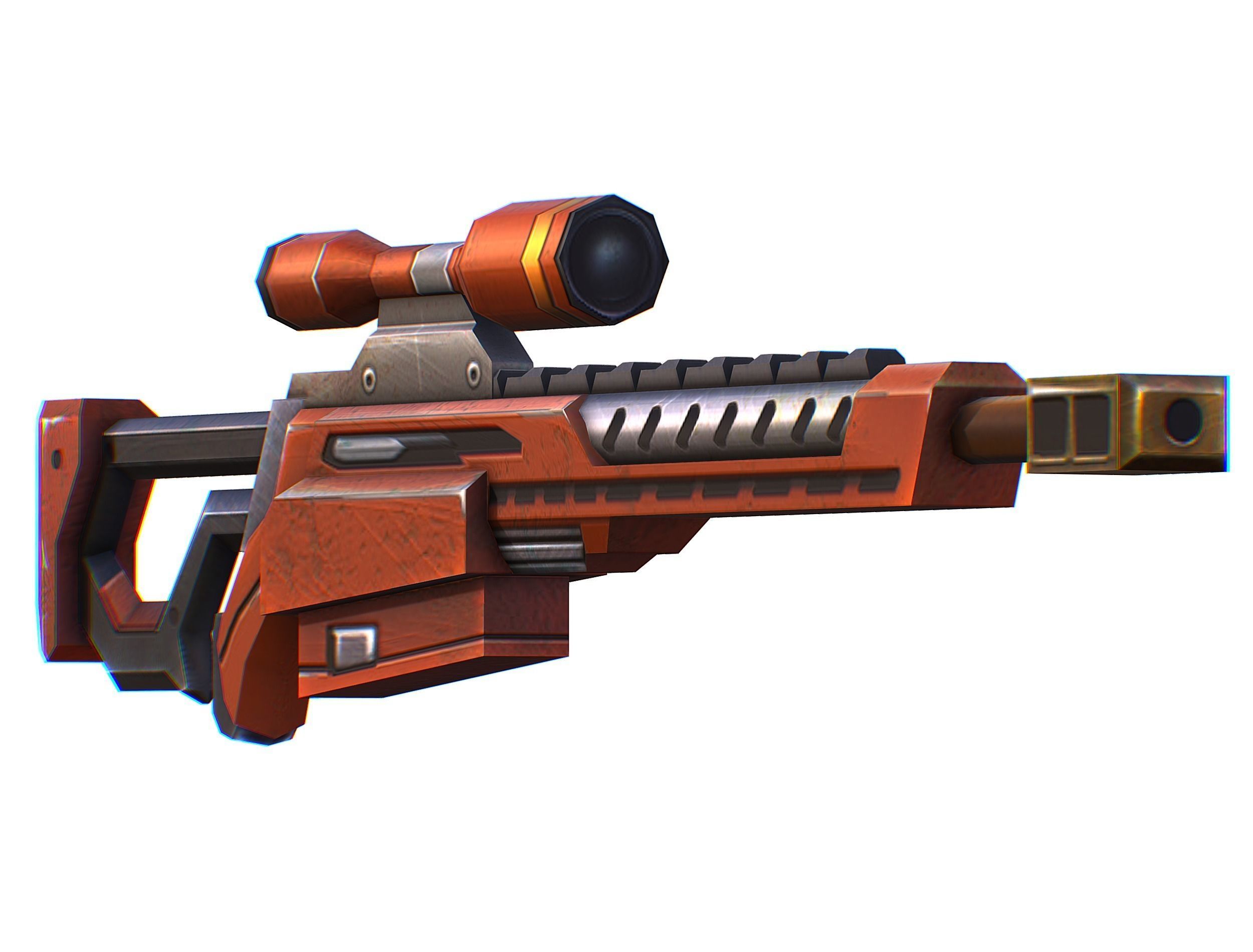 Sniper rifle of the future weapon barrel blaster laser arms Low-poly 3D model_33