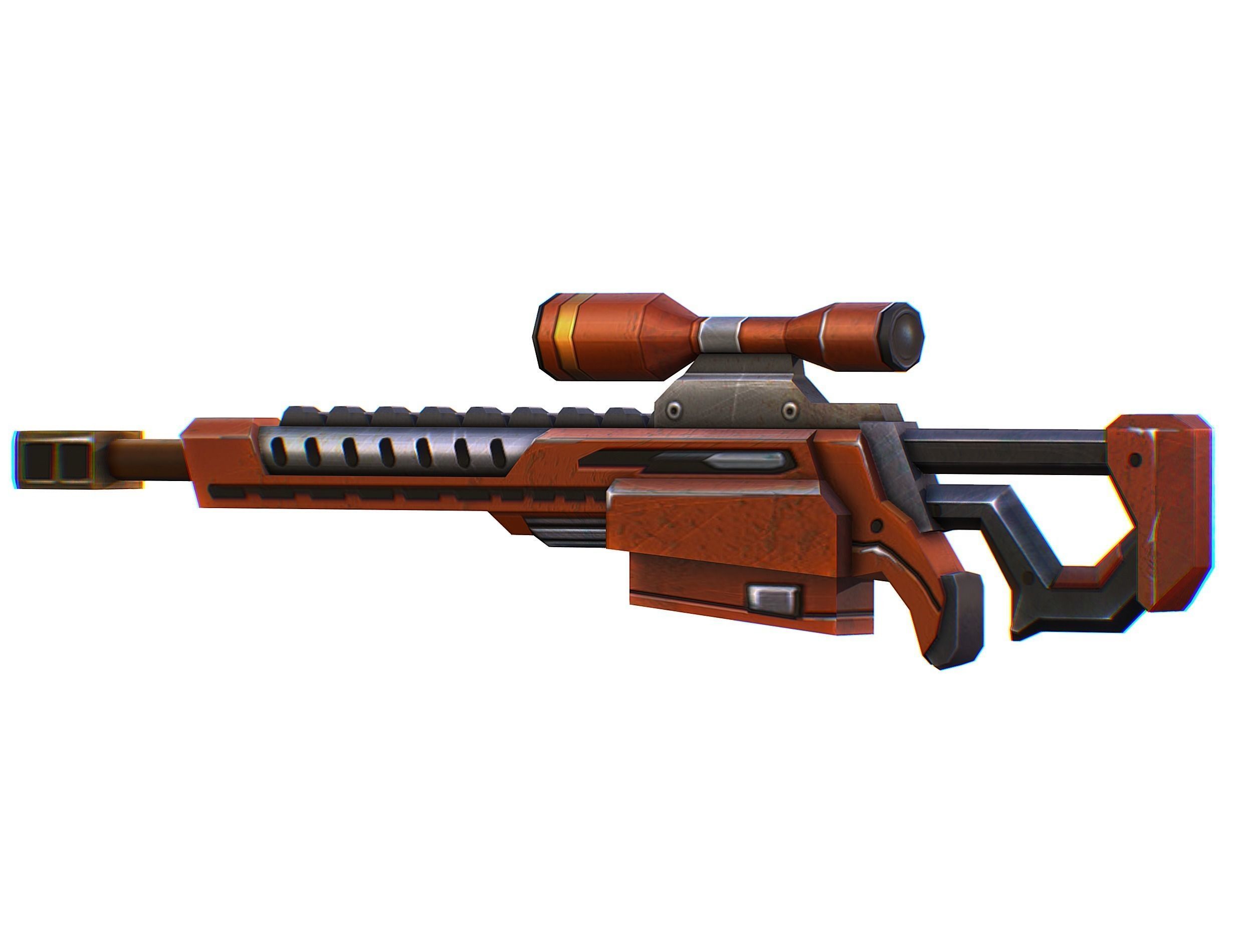 Sniper rifle of the future weapon barrel blaster laser arms Low-poly 3D model_20