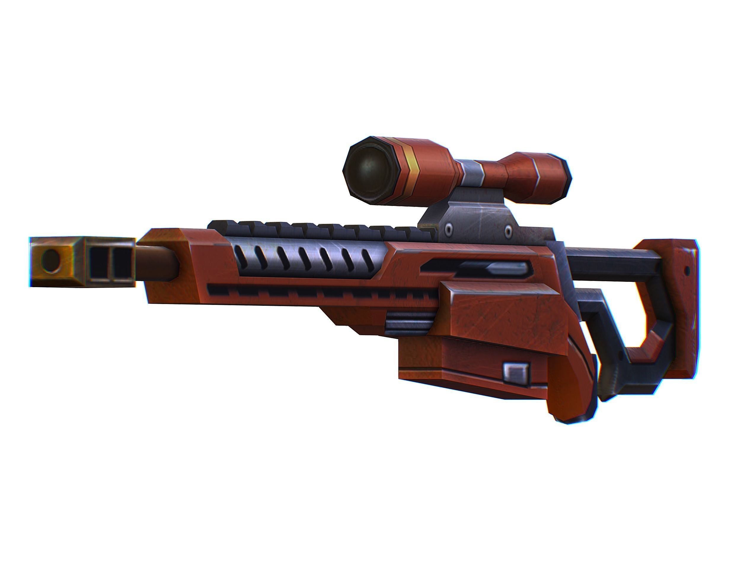 Sniper rifle of the future weapon barrel blaster laser arms Low-poly 3D model_25