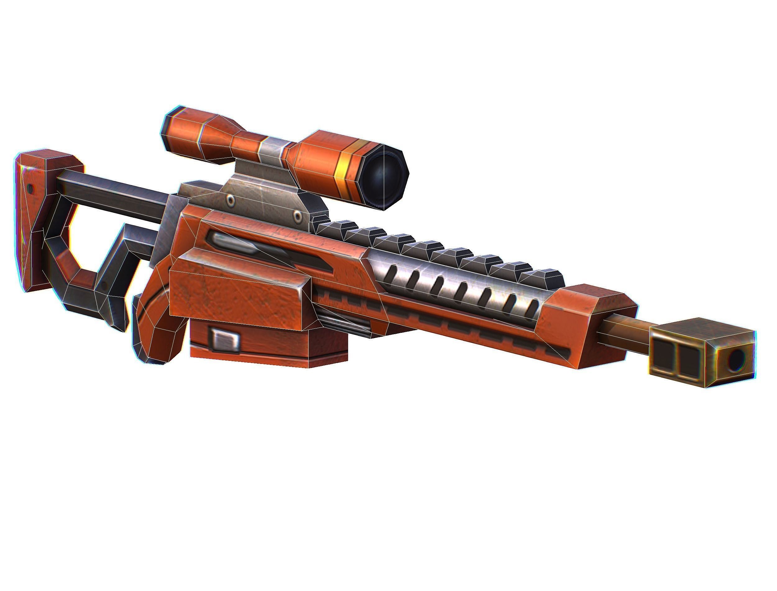 Sniper rifle of the future weapon barrel blaster laser arms Low-poly 3D model_45