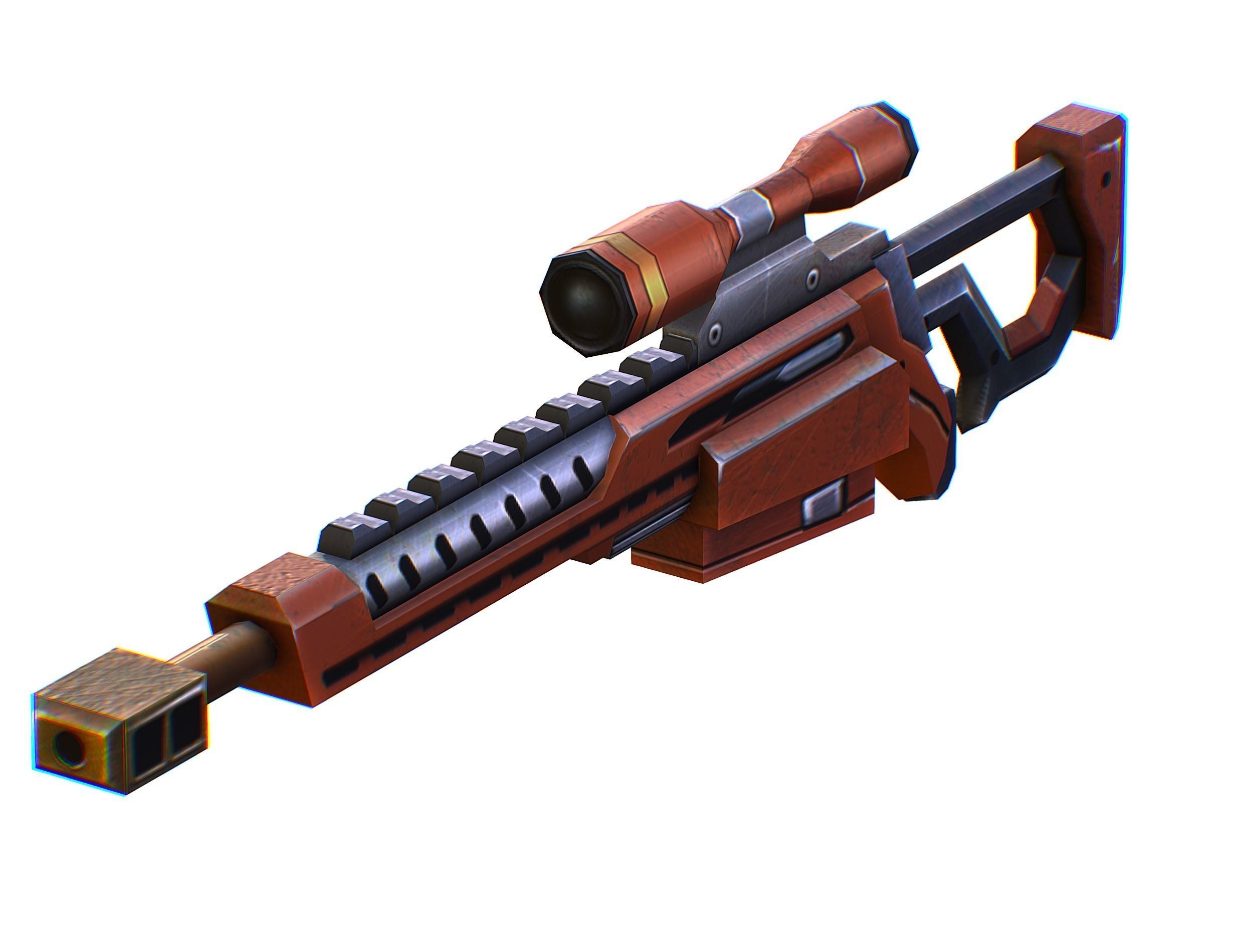 Sniper rifle of the future weapon barrel blaster laser arms Low-poly 3D model_37