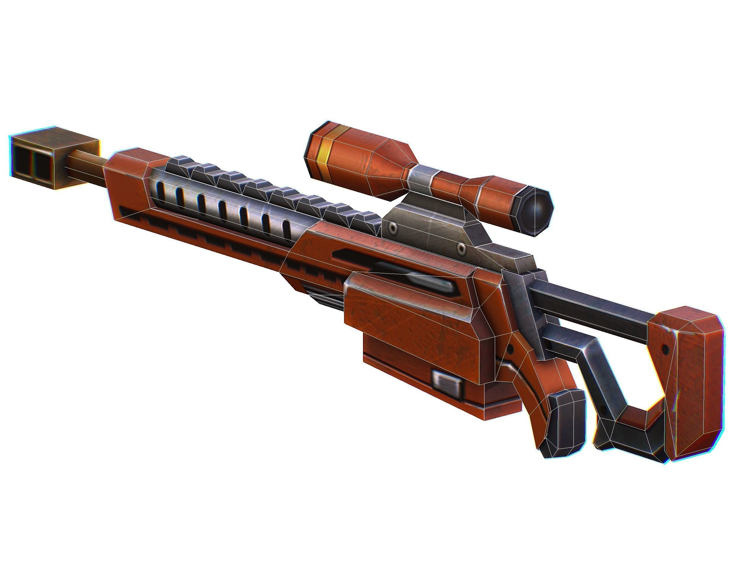 Sniper rifle of the future weapon barrel blaster laser arms Low-poly 3D model_47