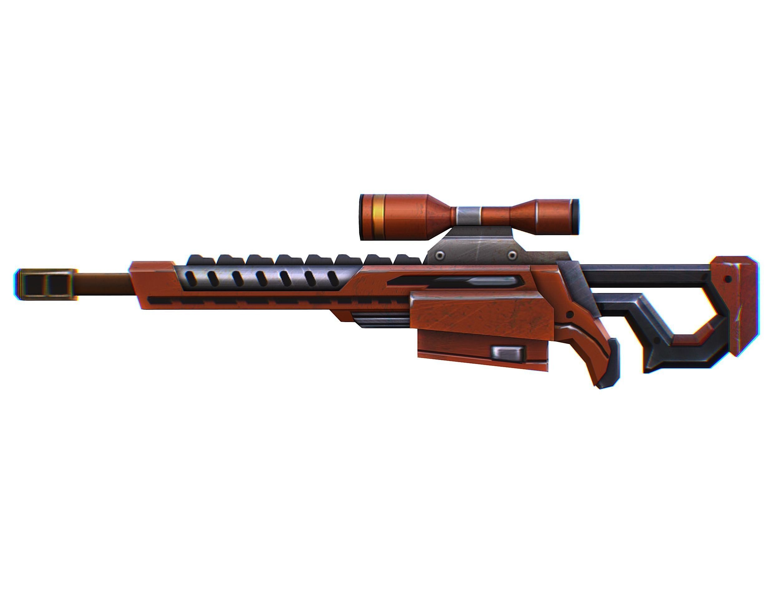Sniper rifle of the future weapon barrel blaster laser arms Low-poly 3D model_43