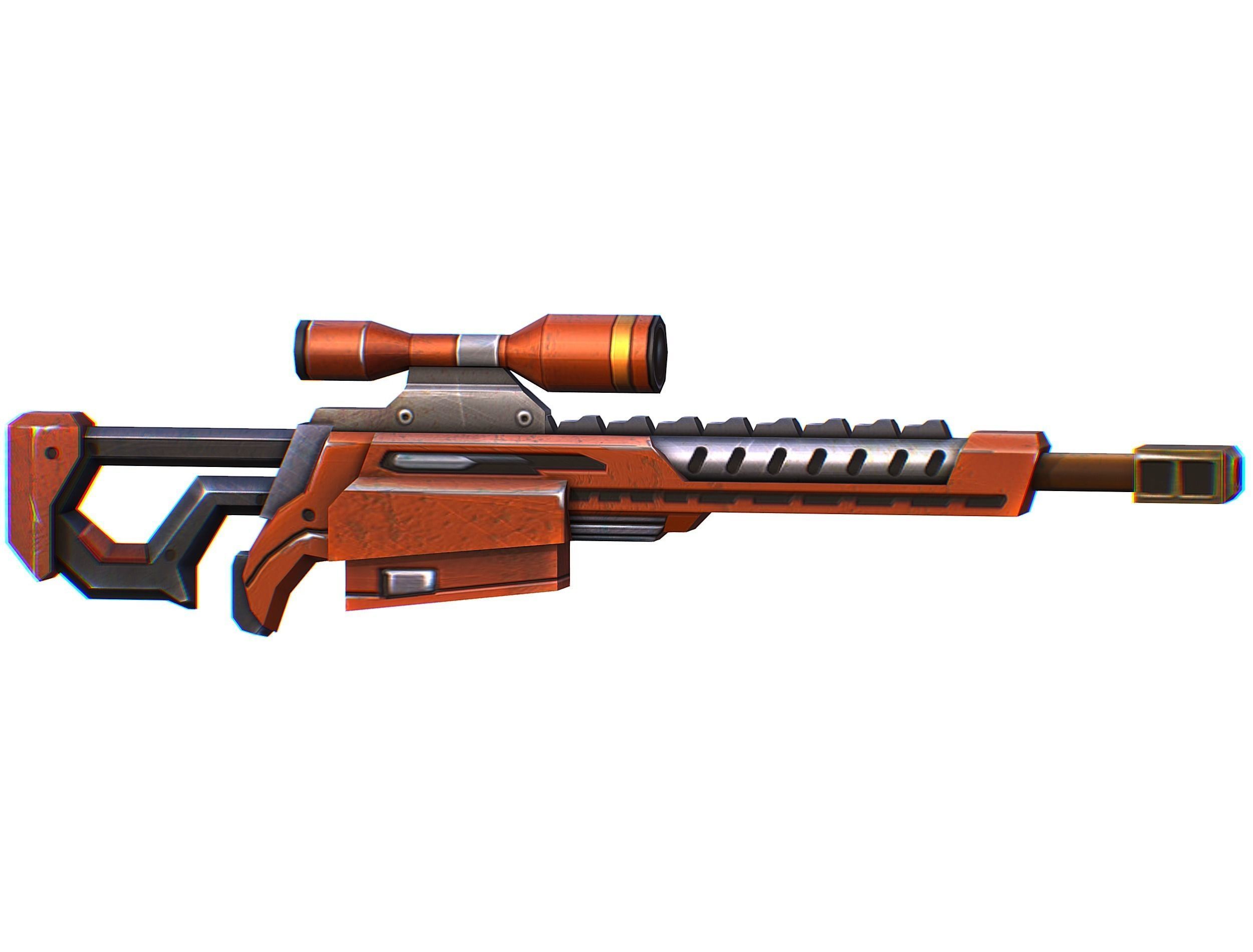 Sniper rifle of the future weapon barrel blaster laser arms Low-poly 3D model_1