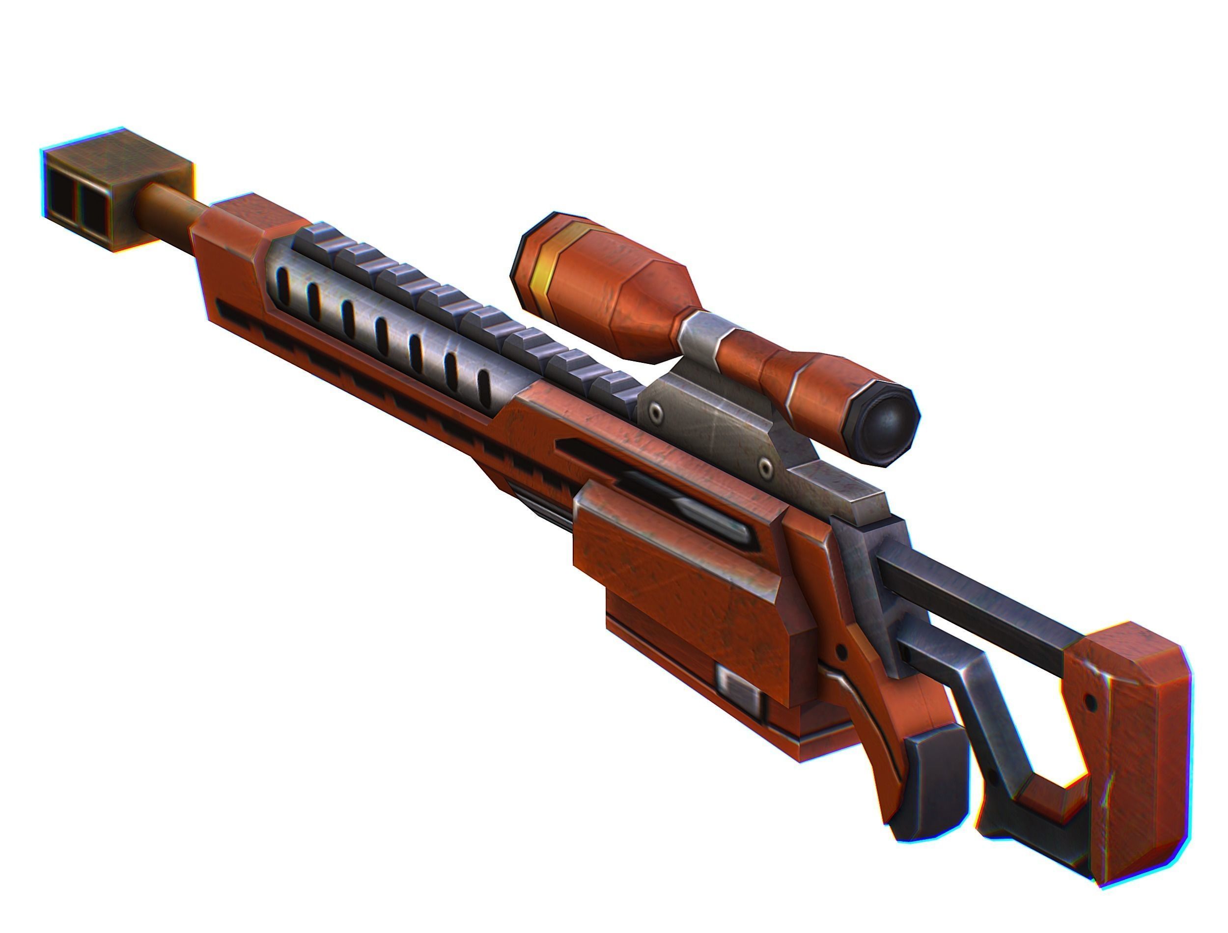 Sniper rifle of the future weapon barrel blaster laser arms Low-poly 3D model_38