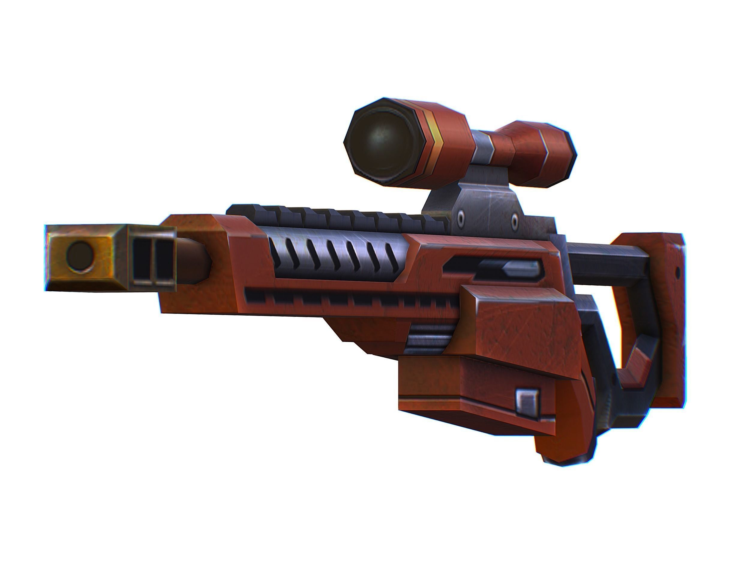 Sniper rifle of the future weapon barrel blaster laser arms Low-poly 3D model_26