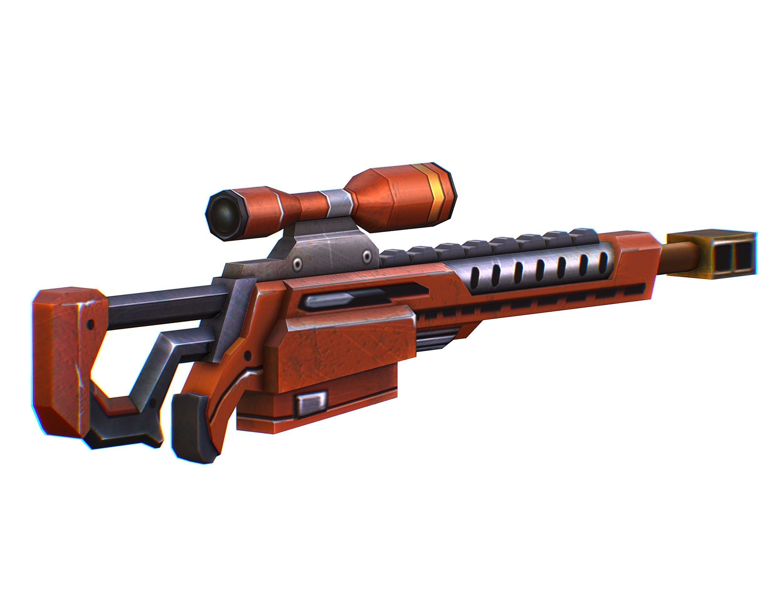 Sniper rifle of the future weapon barrel blaster laser arms Low-poly 3D model_5